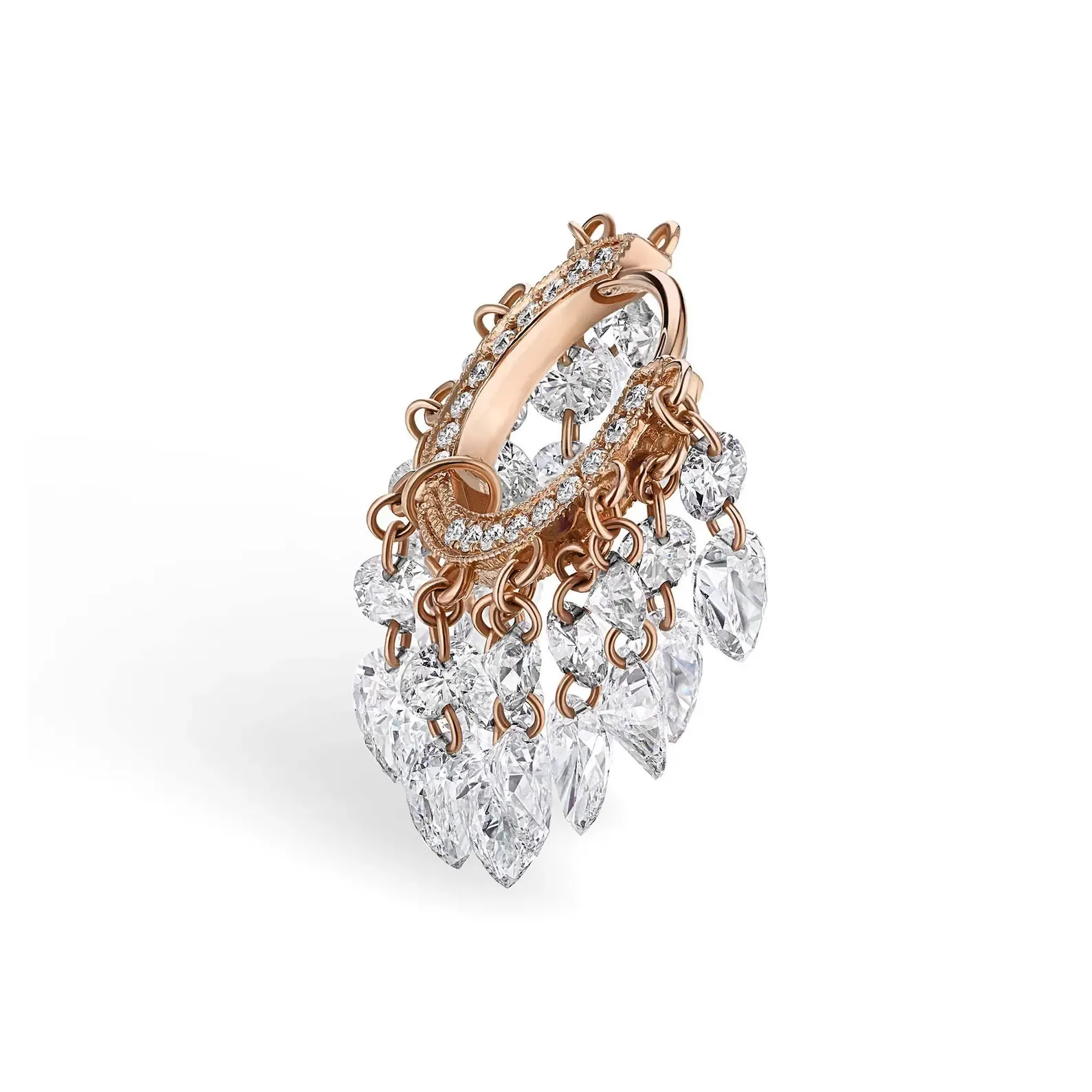 Floating Diamond Tassel Hoop Earring