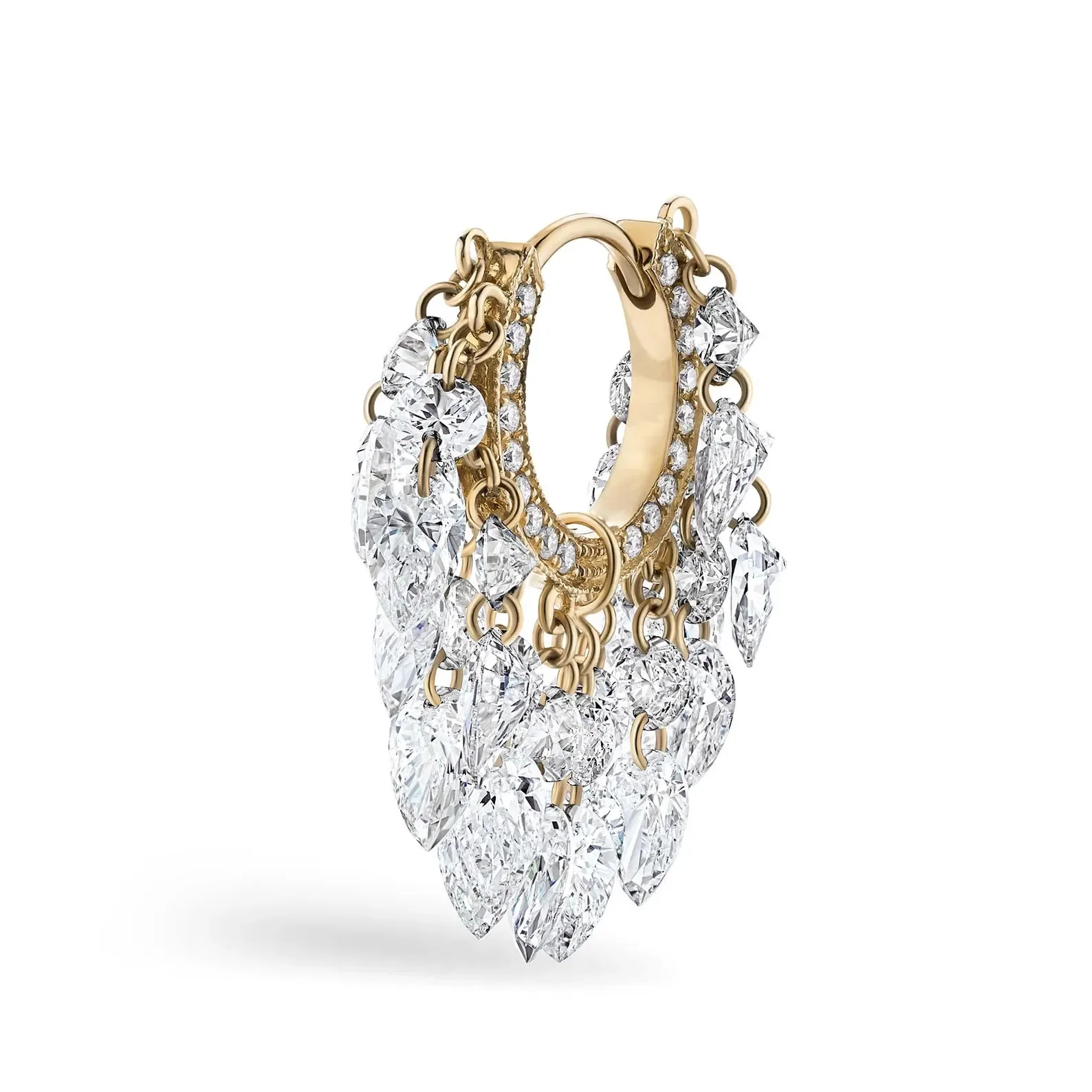 Floating Diamond Tassel Hoop Earring