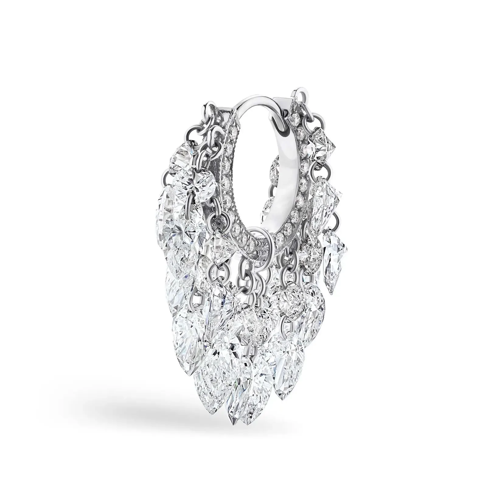 Floating Diamond Tassel Hoop Earring