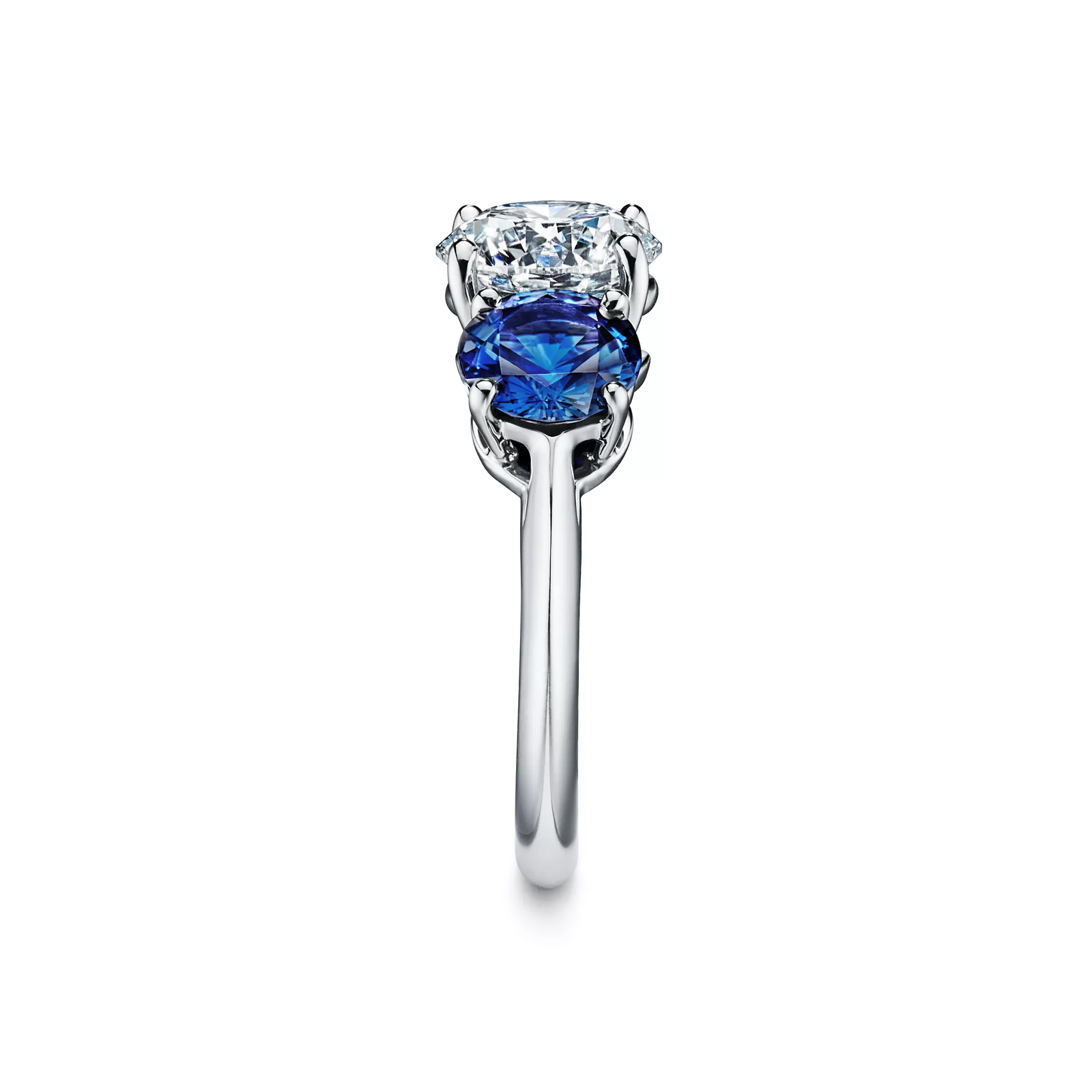 Engagement Ring with Sapphire Side Stones in Platinum