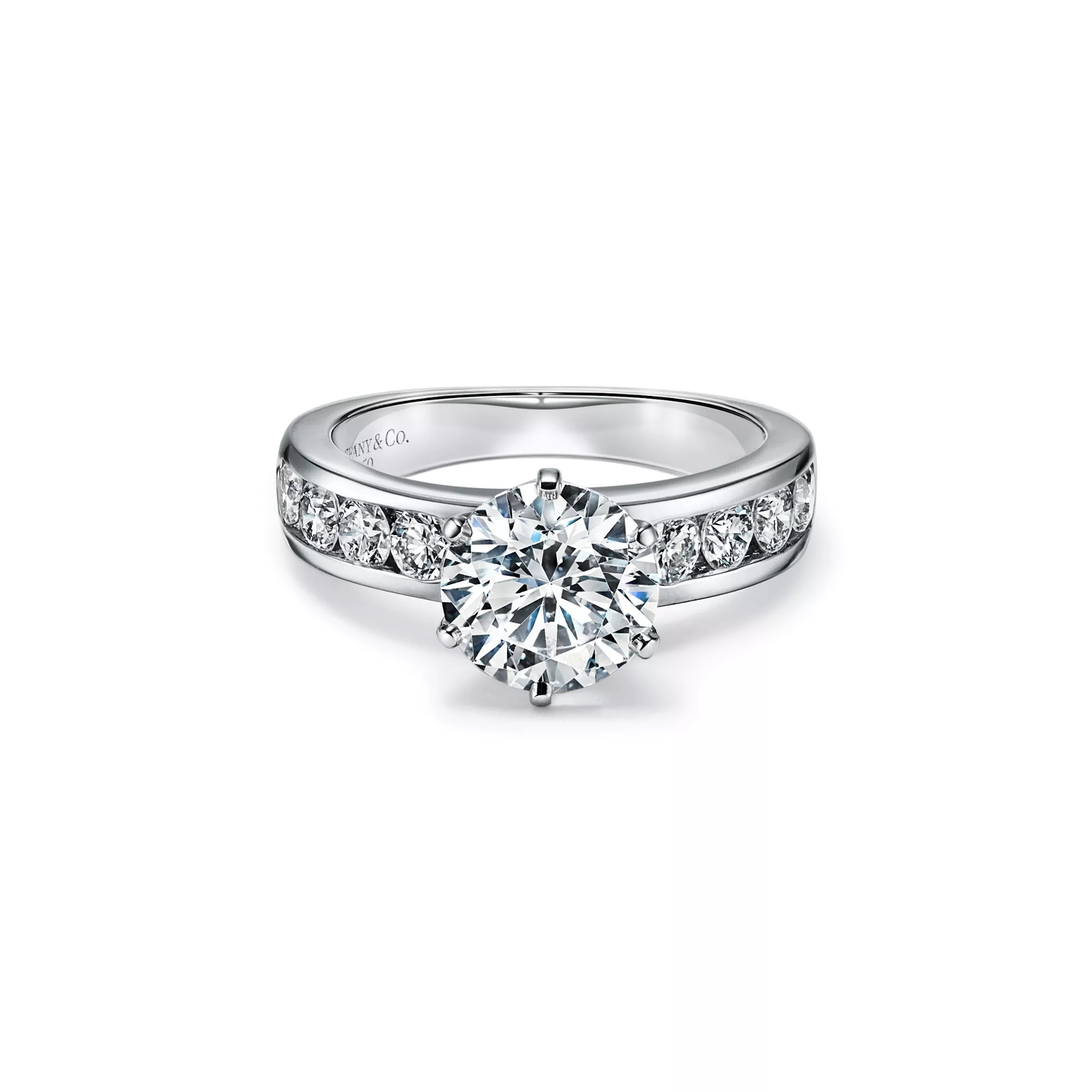 Engagement Ring with a Channel-set Diamond Band in Platinum