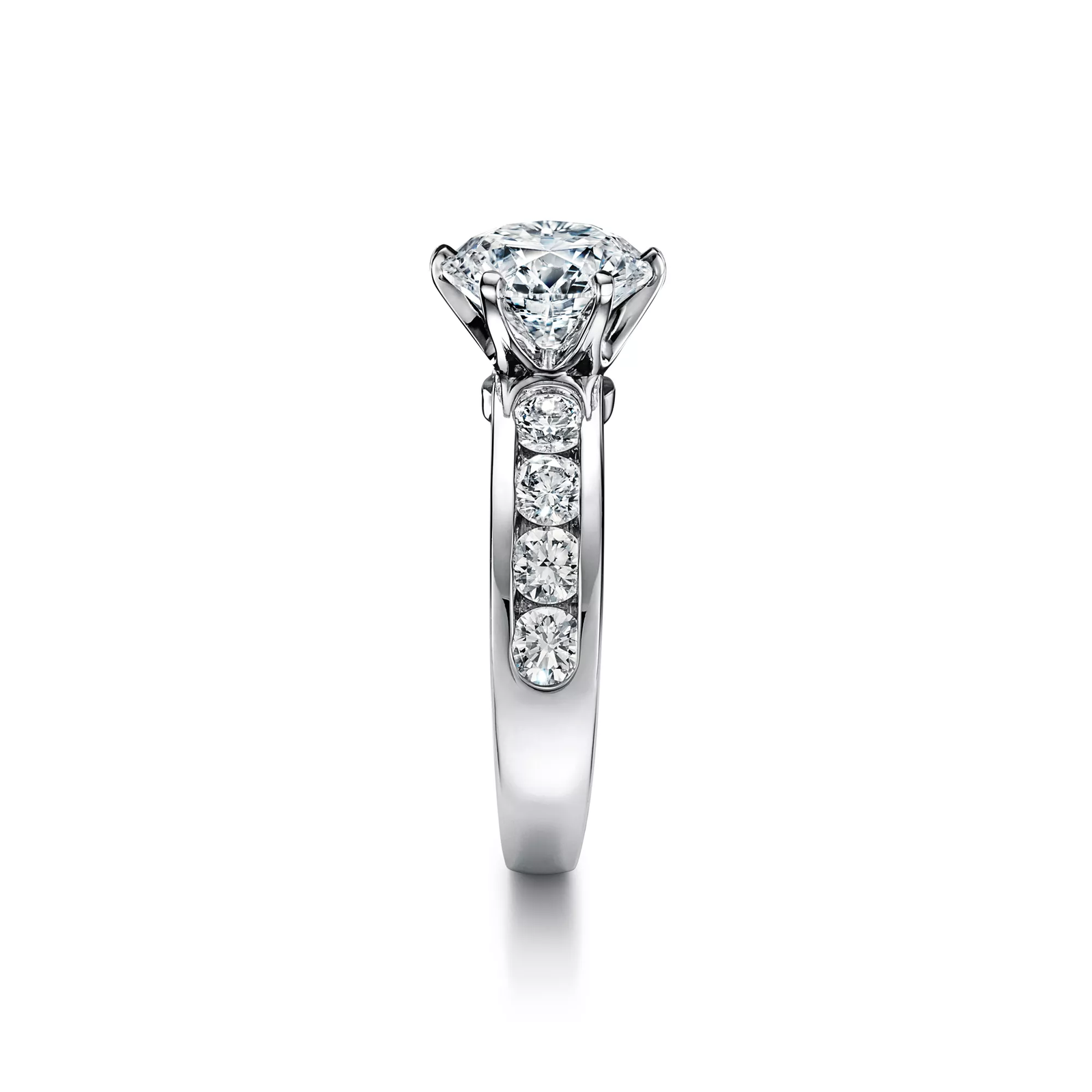 Engagement Ring with a Channel-set Diamond Band in Platinum