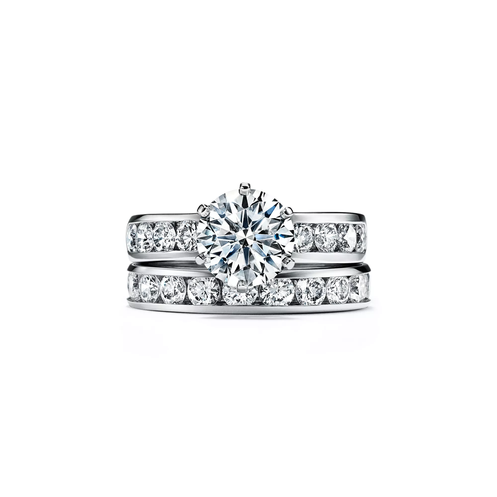 Engagement Ring with a Channel-set Diamond Band in Platinum
