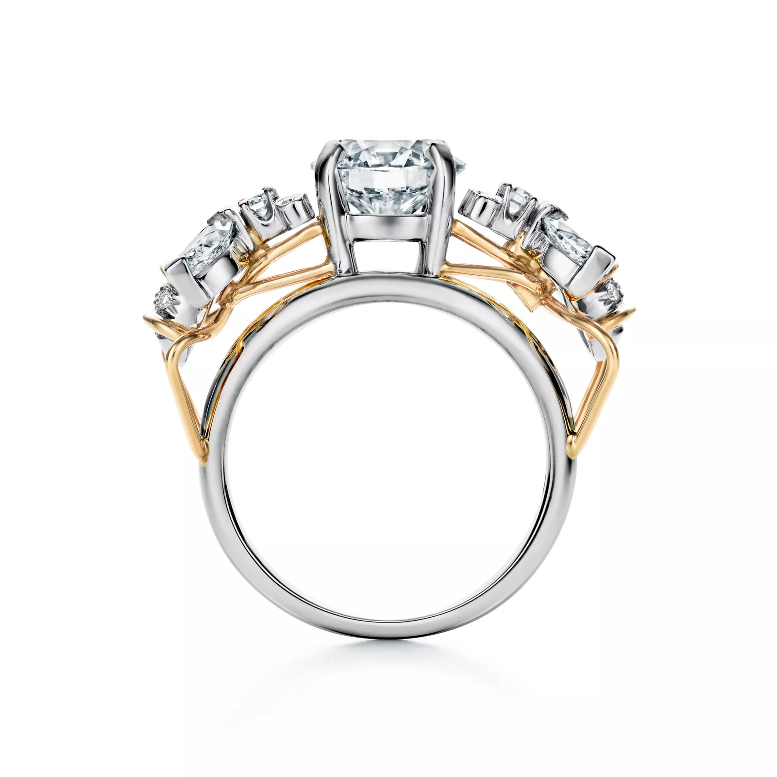 Two Bees Engagement Ring in Platinum and 18k Gold