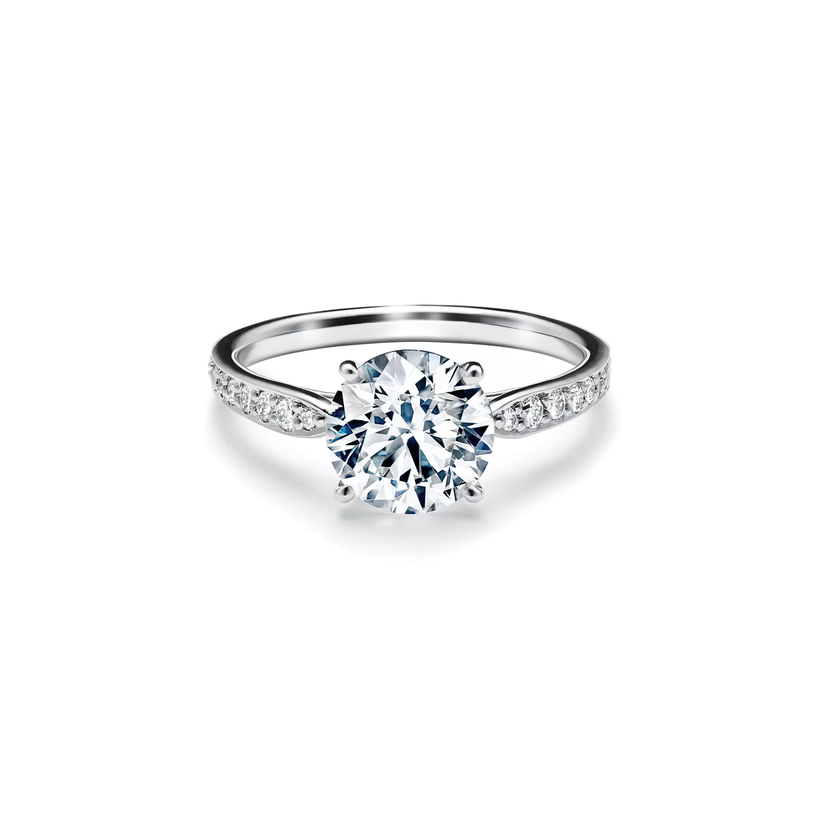 Round Brilliant Engagement Ring with a Diamond Platinum Band
