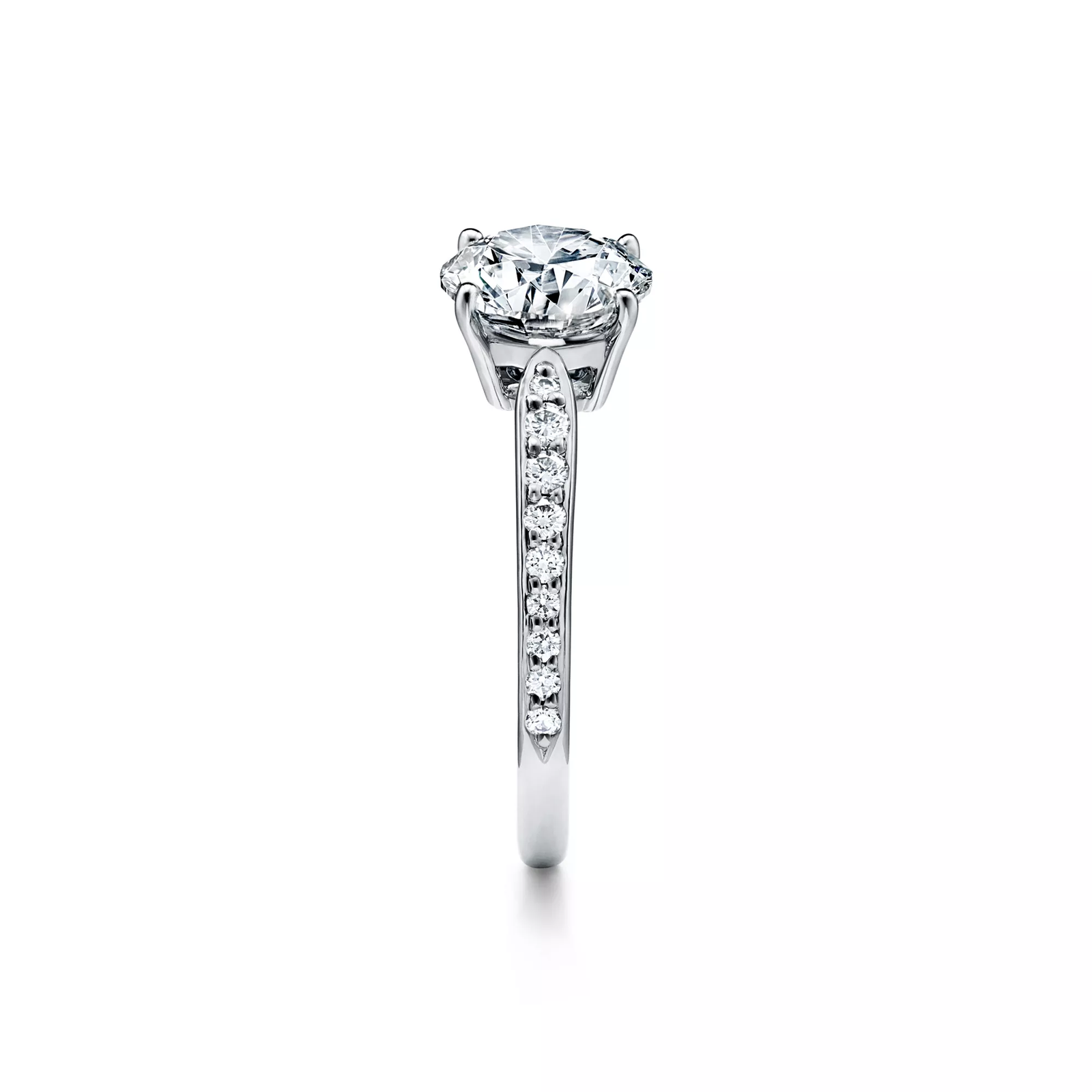 Round Brilliant Engagement Ring with a Diamond Platinum Band