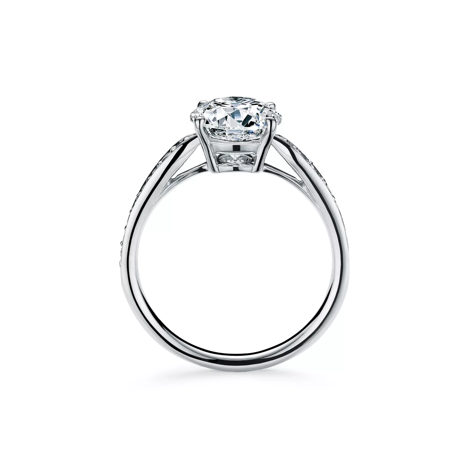 Round Brilliant Engagement Ring with a Diamond Platinum Band