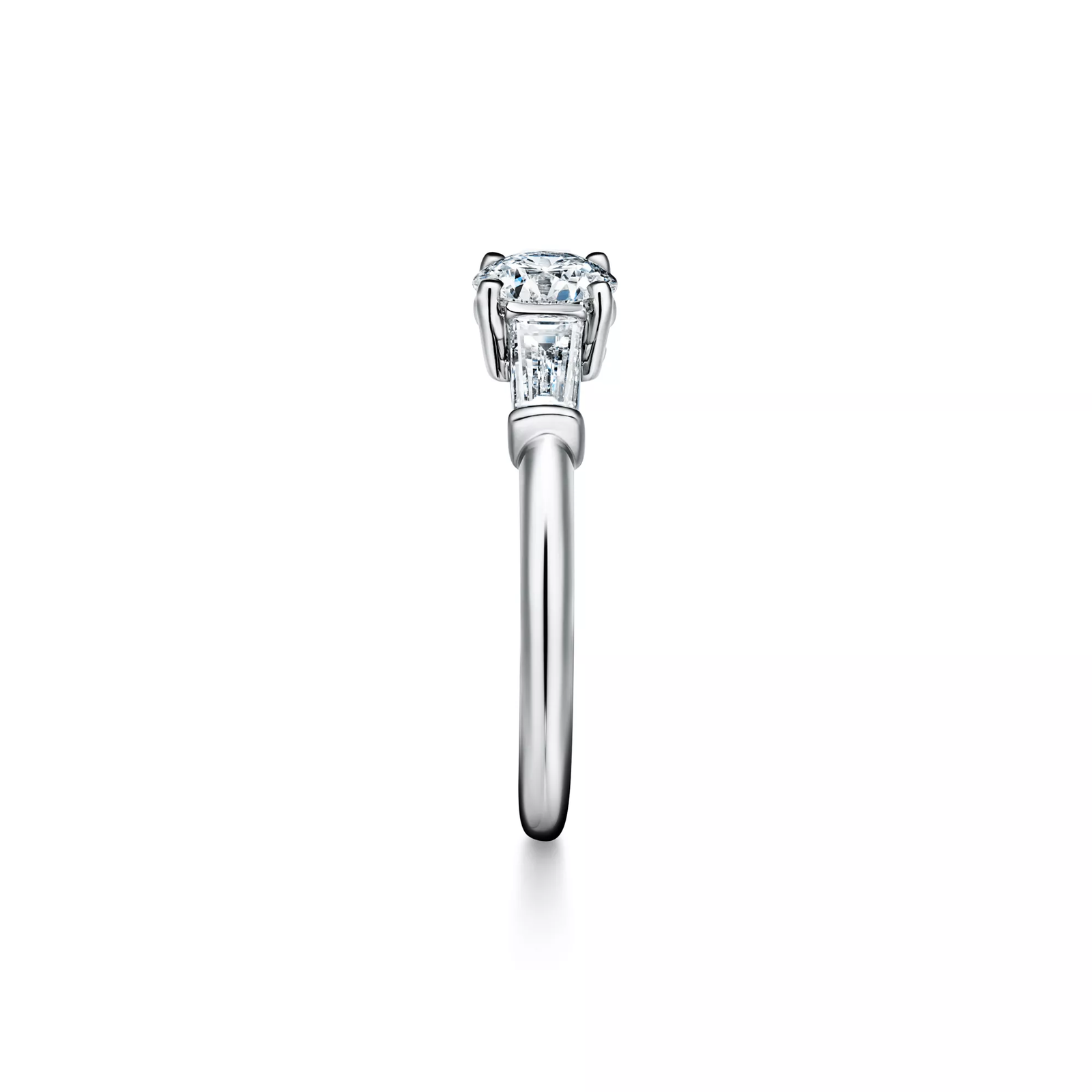 Engagement Ring with Baguette Side Stones in Platinum