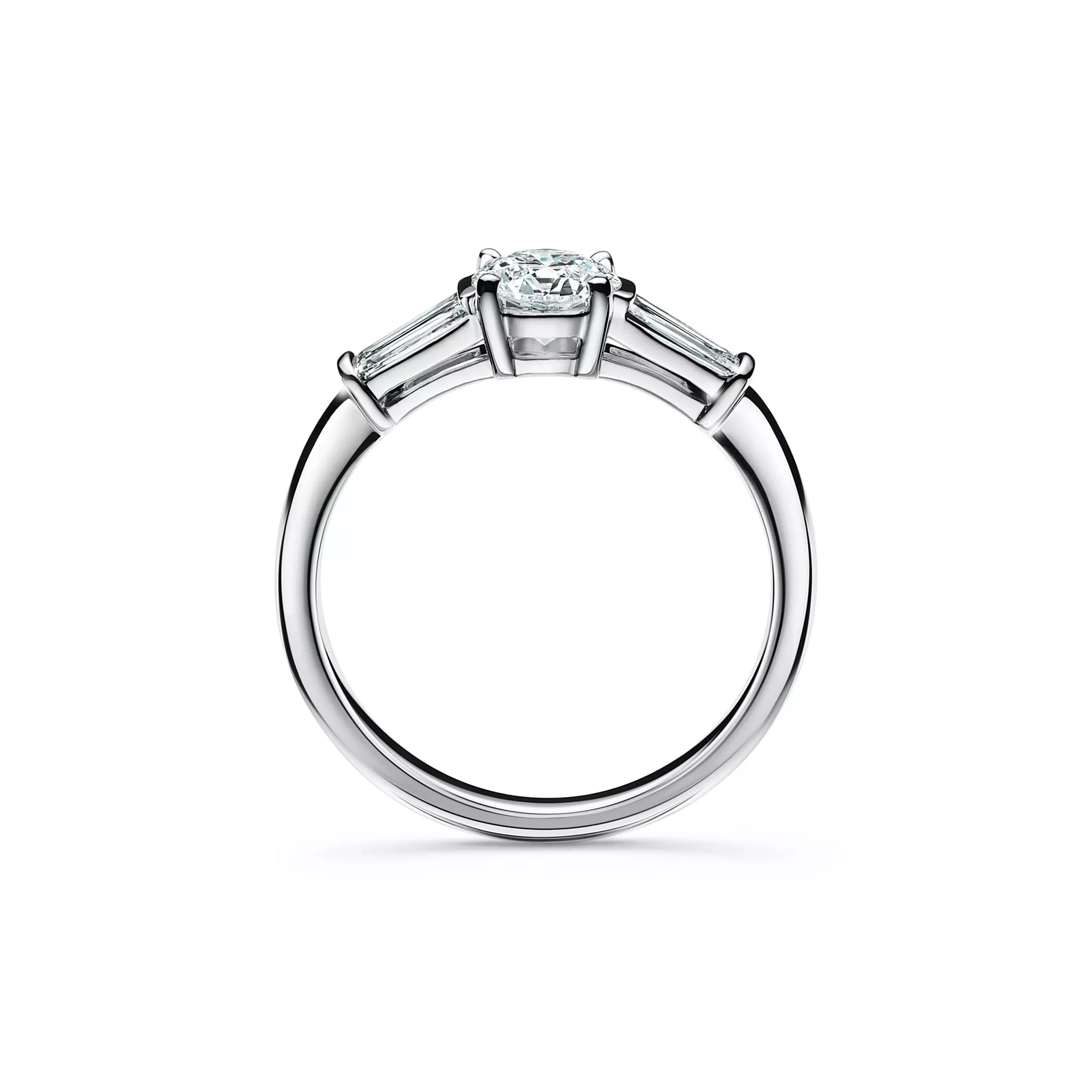 Engagement Ring with Baguette Side Stones in Platinum