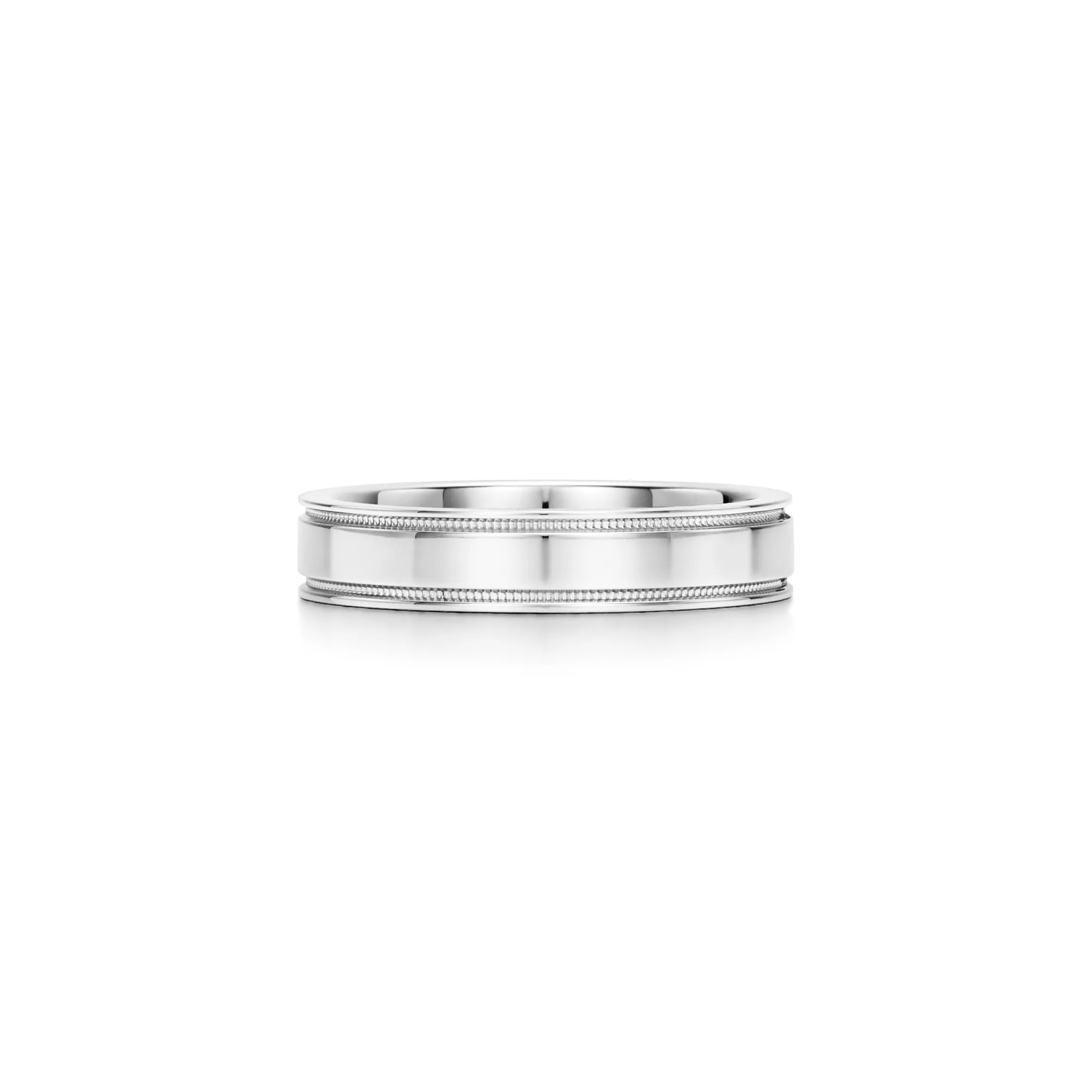 Double Milgrain Band Ring in Platinum, 4 mm Wide