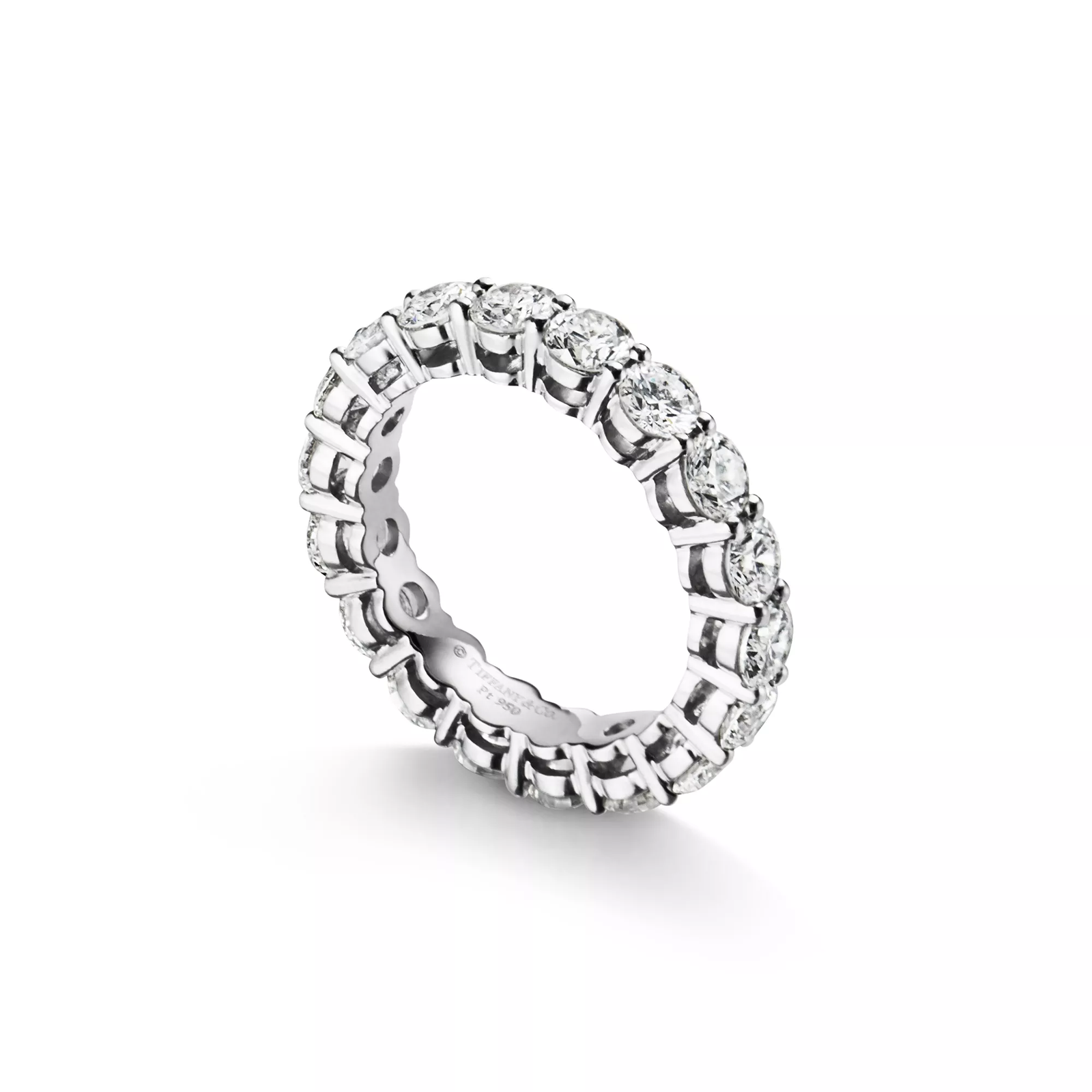 Band Ring in Platinum with a Full Circle of Diamonds, 3.7 mm Wide