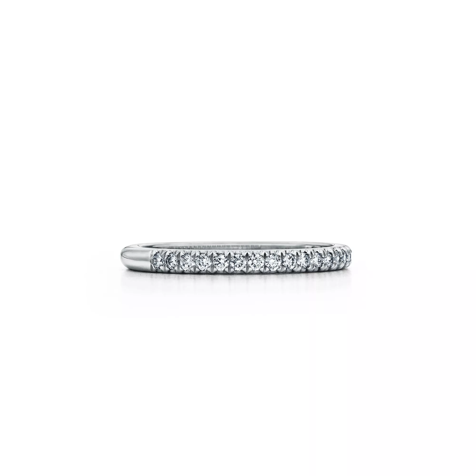 Half Eternity Ring in Platinum with Diamonds, 2 mm Wide