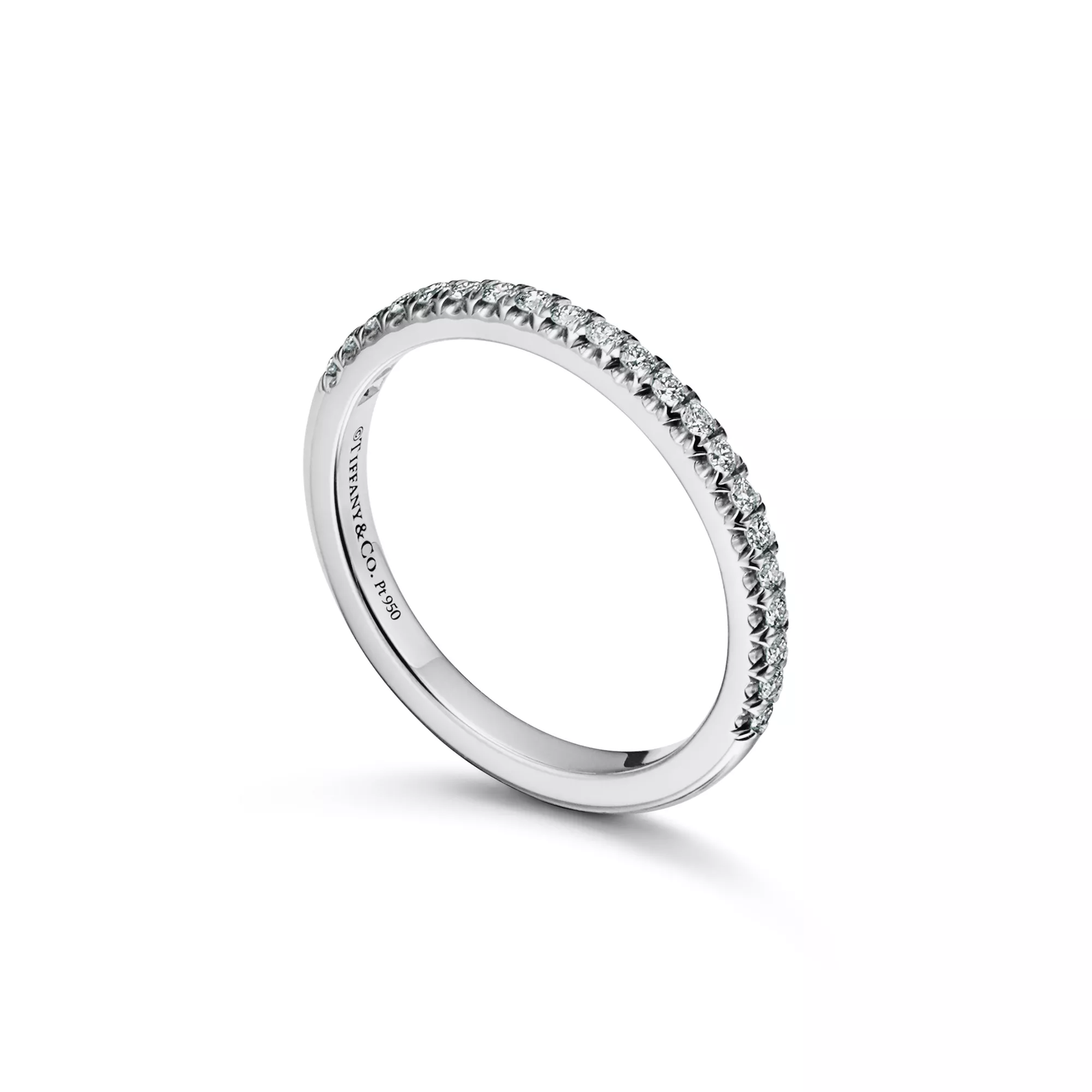Half Eternity Ring in Platinum with Diamonds, 2 mm Wide