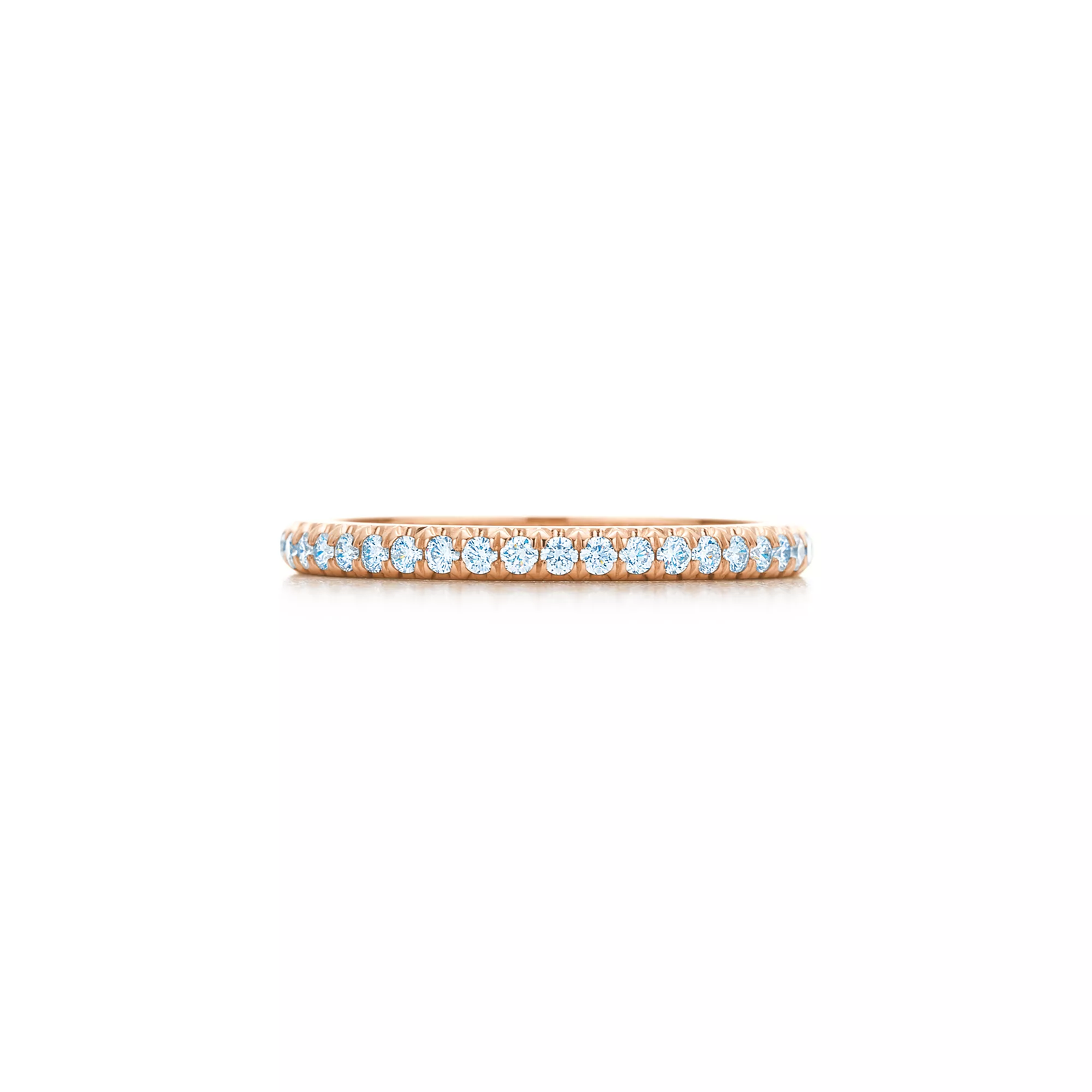 Half Eternity Ring in Rose Gold with Diamonds, 2 mm Wide
