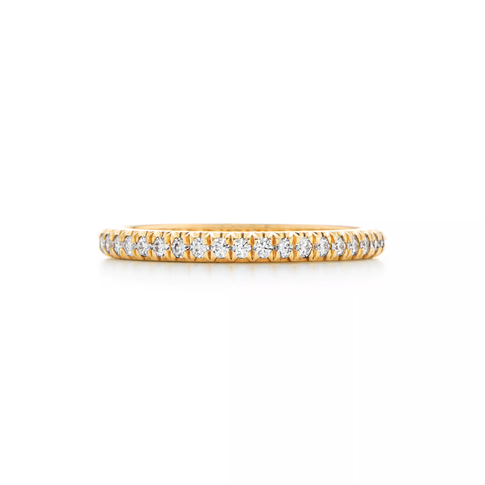 Half Eternity Ring in Yellow Gold with Diamonds, 2 mm Wide