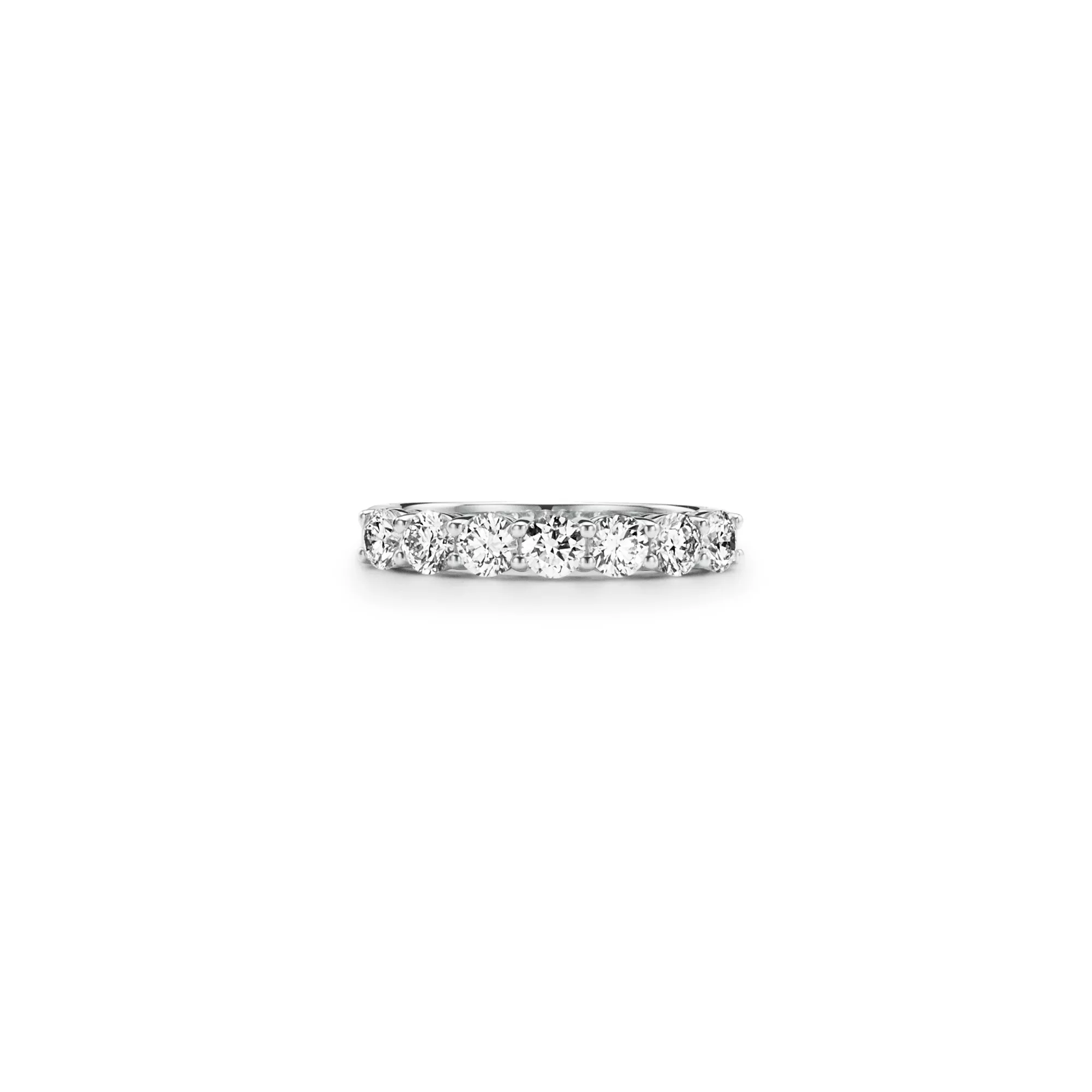 Band Ring in Platinum with a Half-Circle of Diamonds, 3.5 mm Wide