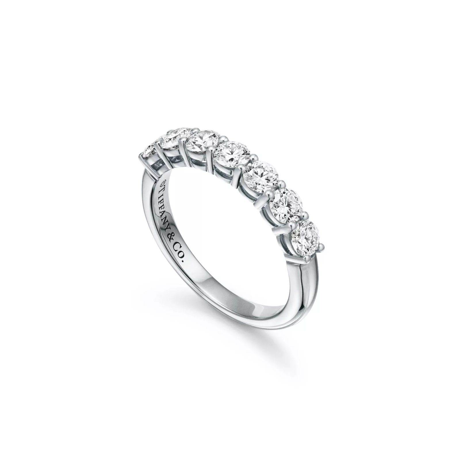 Band Ring in Platinum with a Half-Circle of Diamonds, 3.5 mm Wide