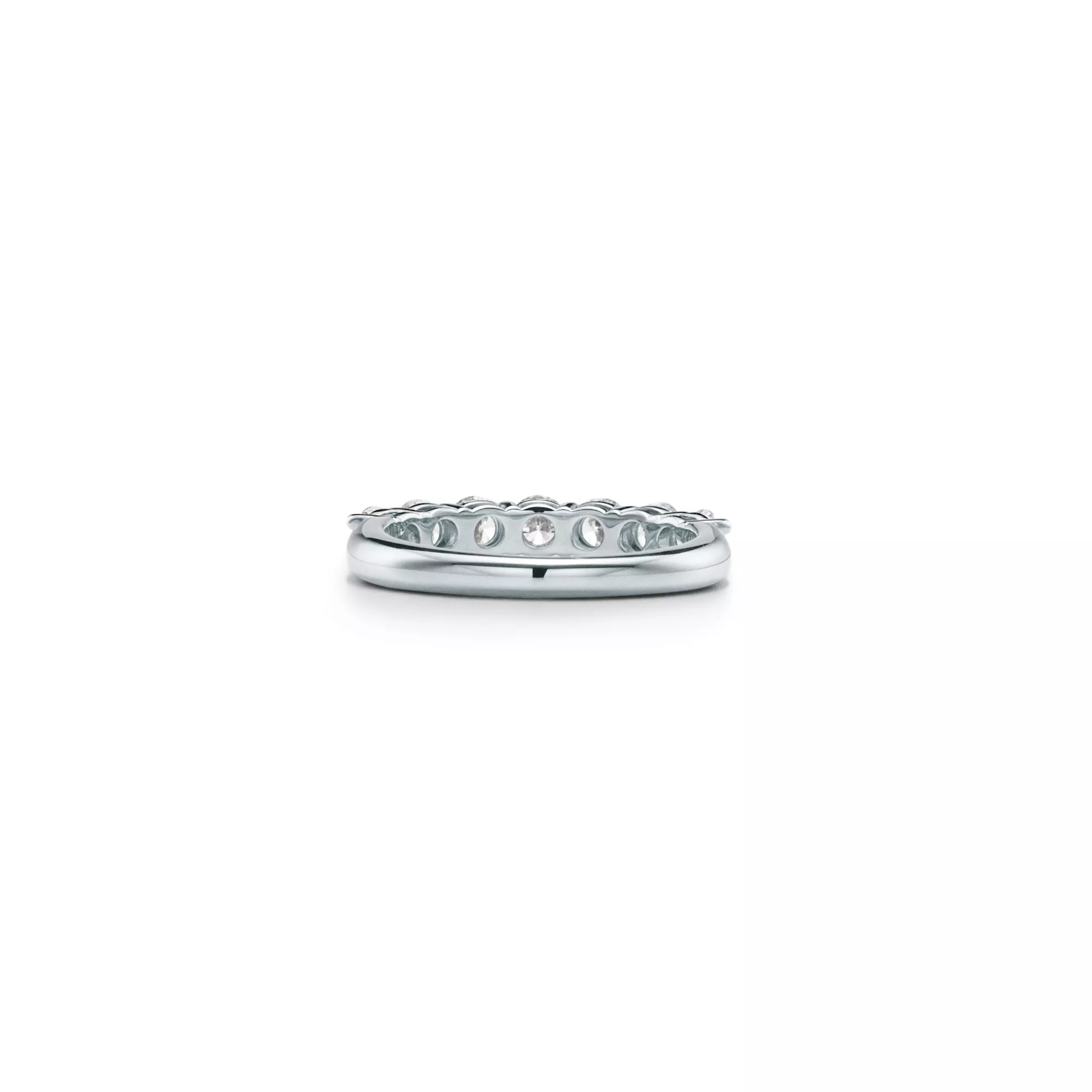 Band Ring in Platinum with a Half-Circle of Diamonds, 3.5 mm Wide