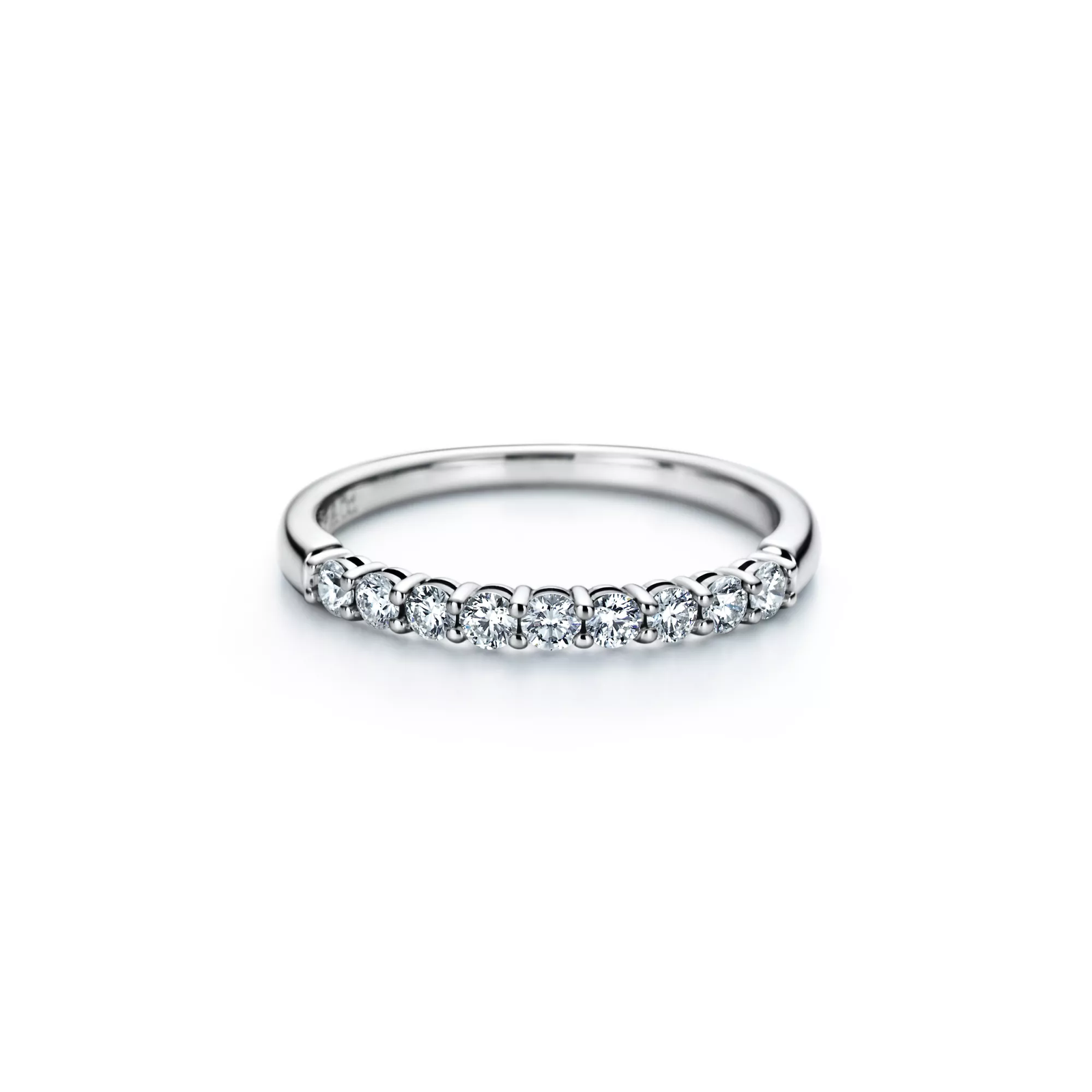 Band Ring in Platinum with a Half-Circle of Diamonds, 2.2 mm Wide