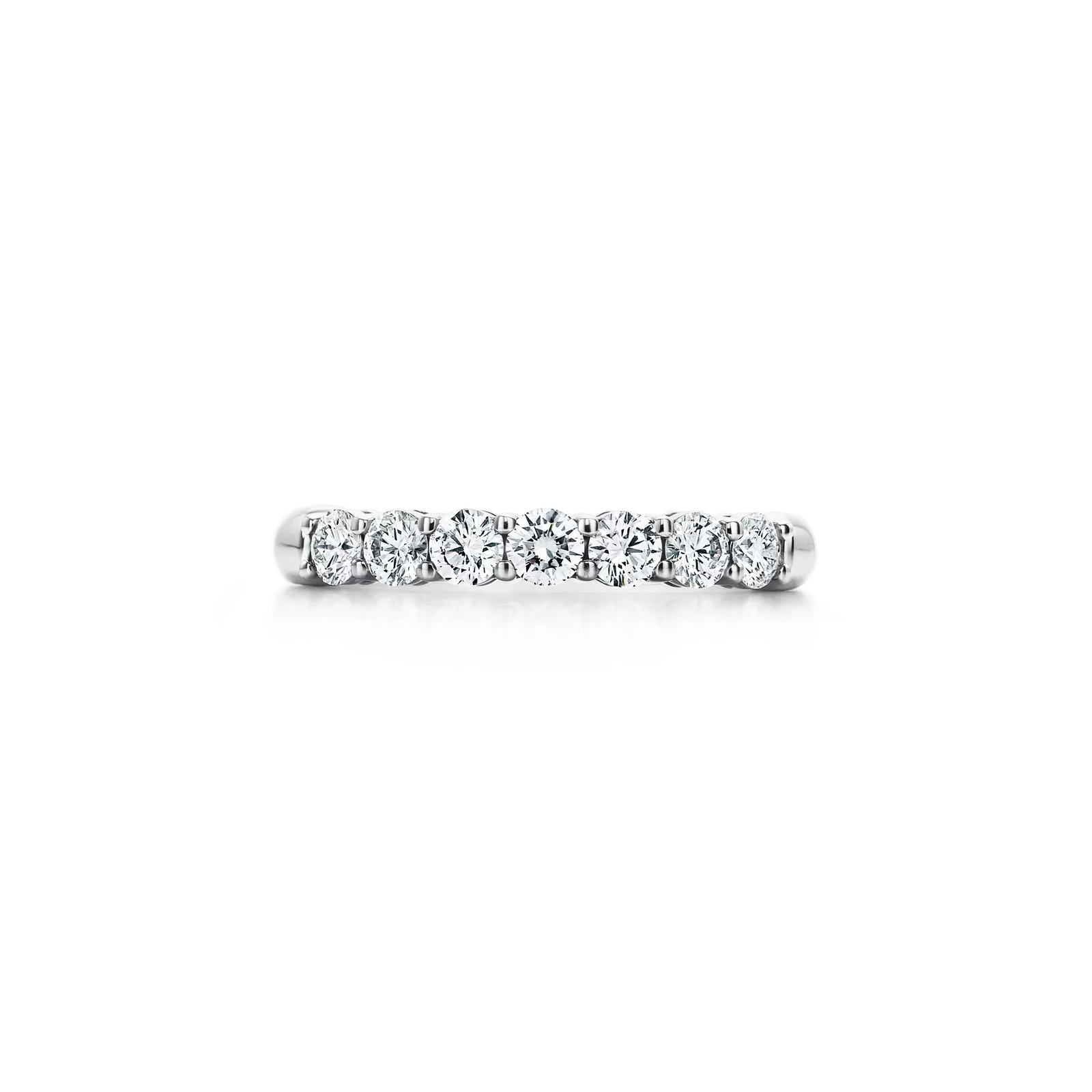 Band Ring in Platinum with a Half-Circle of Diamonds, 3 mm Wide