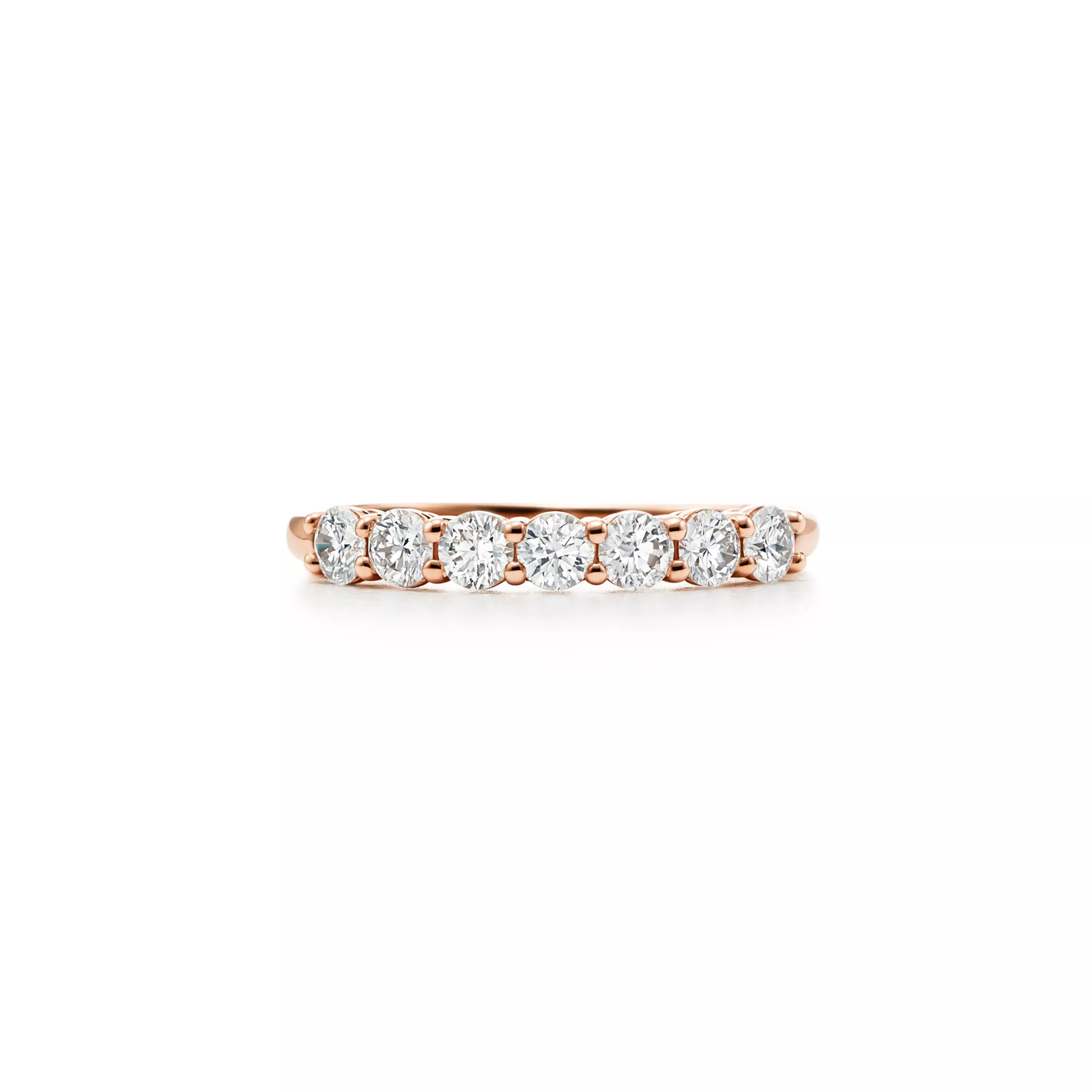 Band Ring in Rose Gold with a Half-Circle of Diamonds, 3 mm Wide