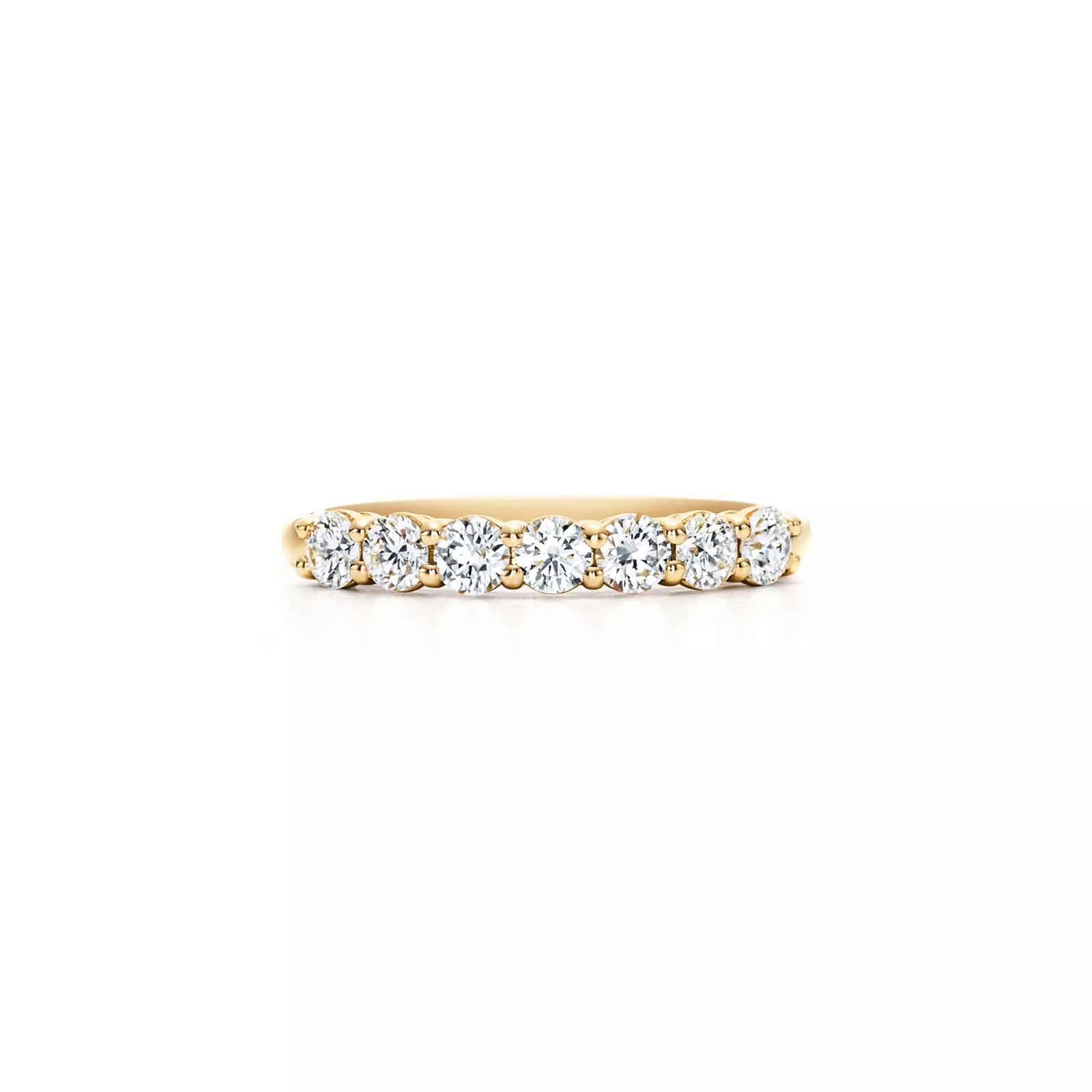 Band Ring in Yellow Gold with a Half-Circle of Diamonds, 3 mm Wide
