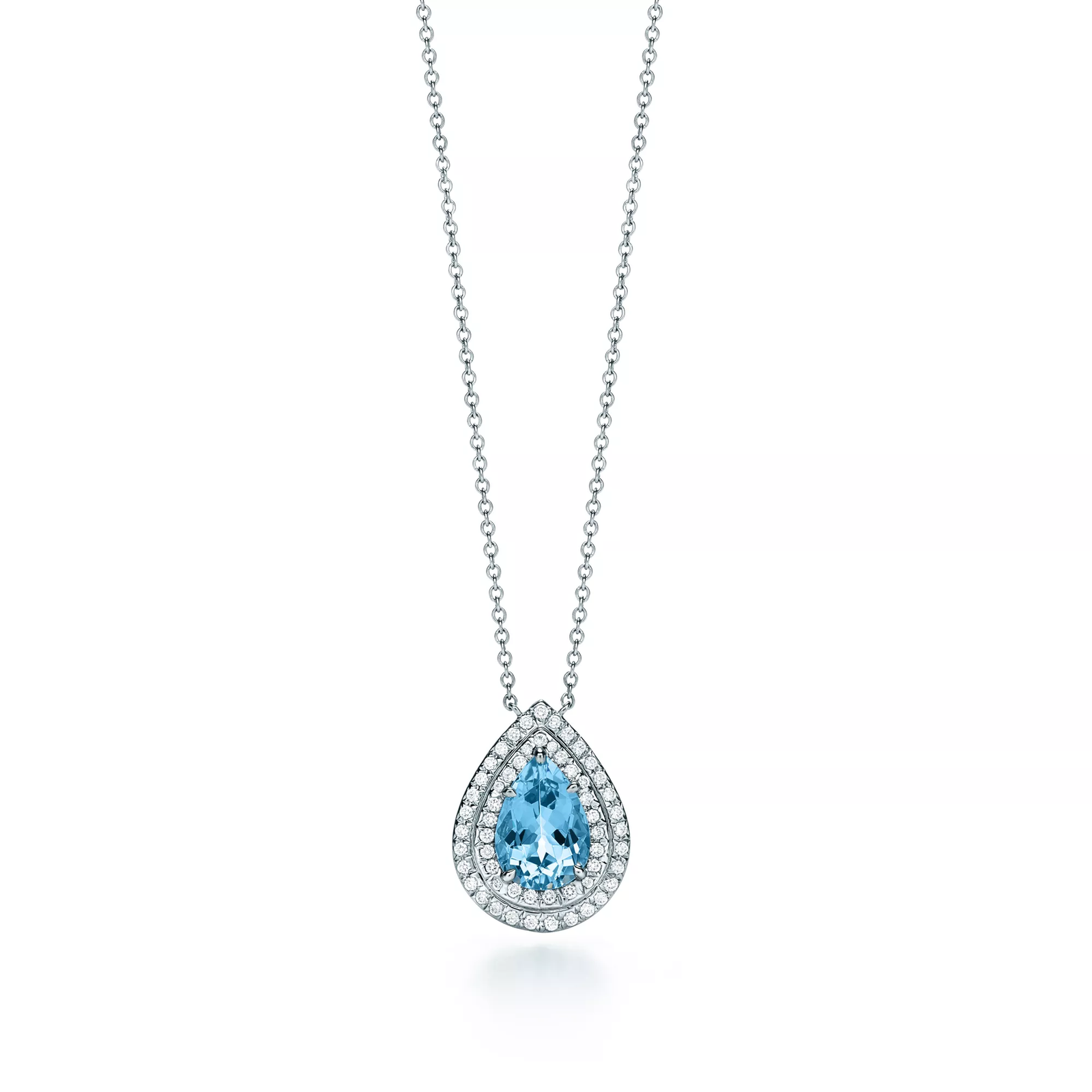 Pendant   in Platinum with an Aquamarine and Diamonds