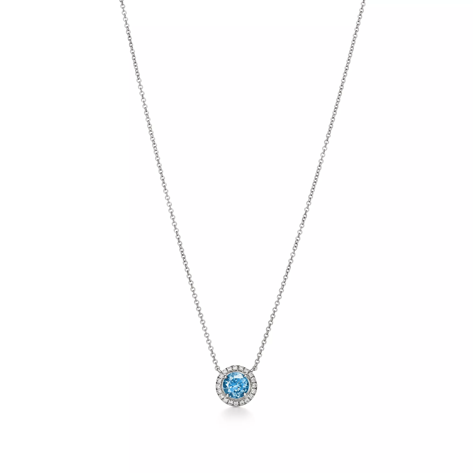 Pendant  in Platinum with an Aquamarine and Diamonds