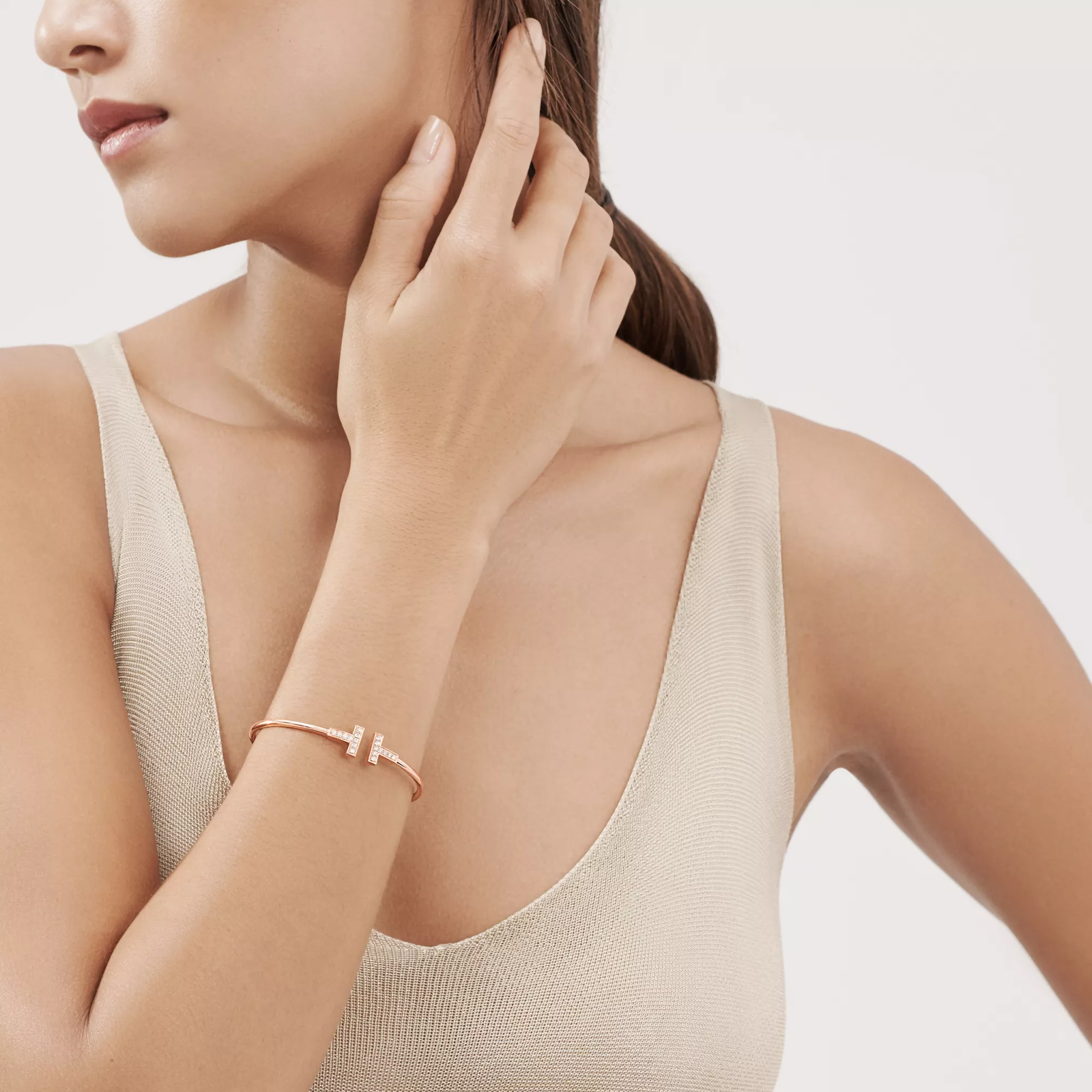 Diamond Wire Bracelet in Rose Gold