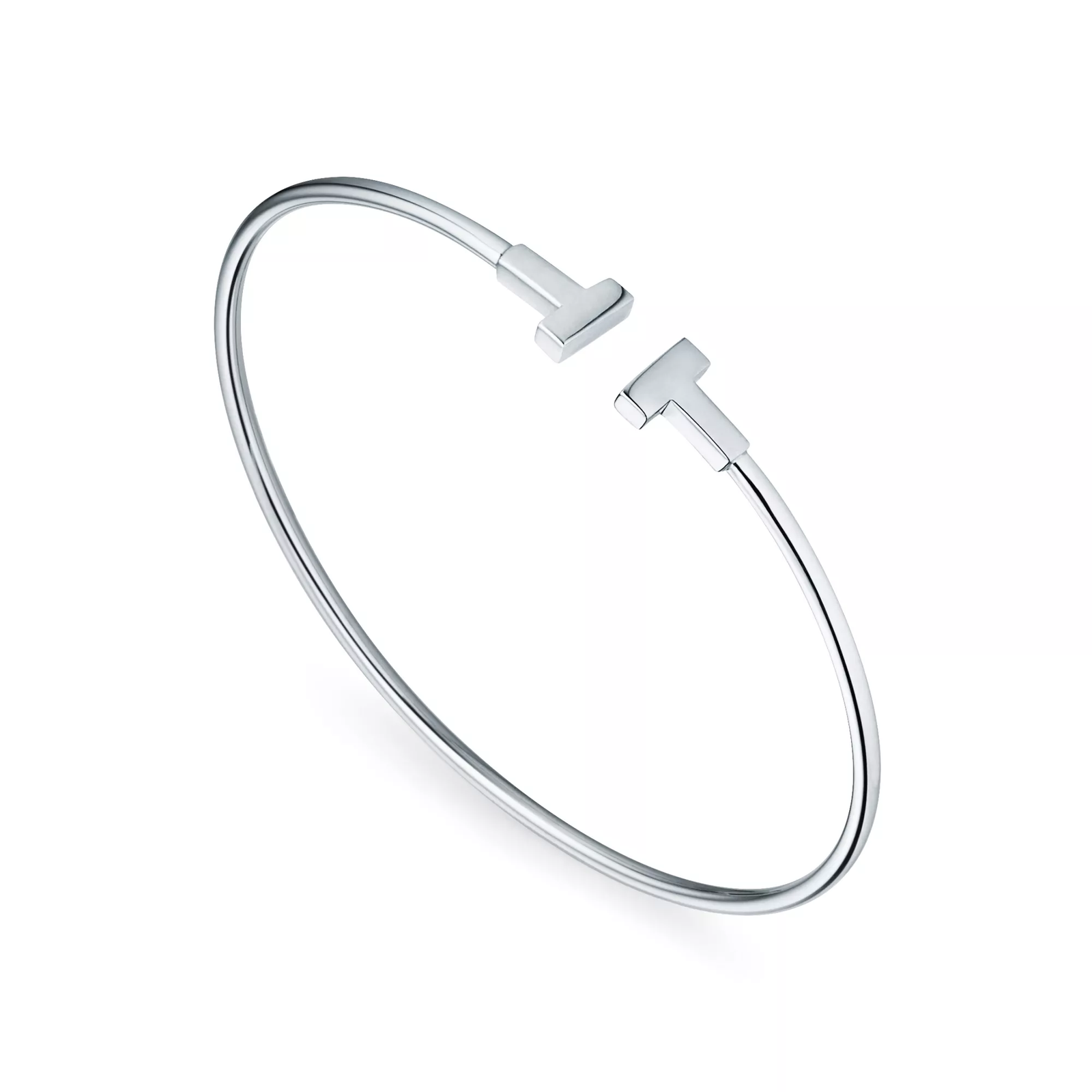 Narrow Wire Bracelet in White Gold