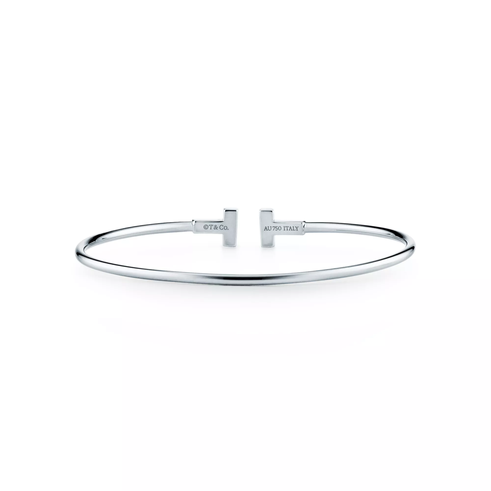 Narrow Wire Bracelet in White Gold