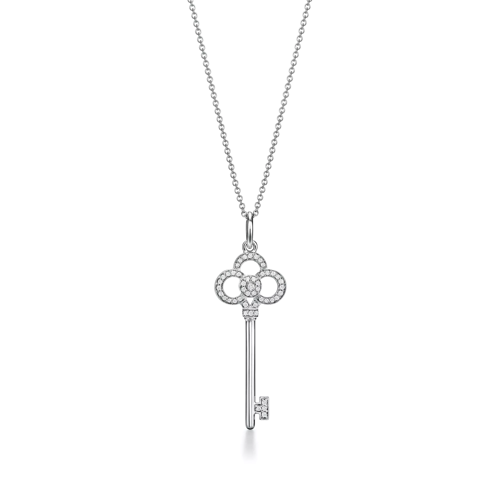 Crown Key in White Gold with Diamonds, 1.5"