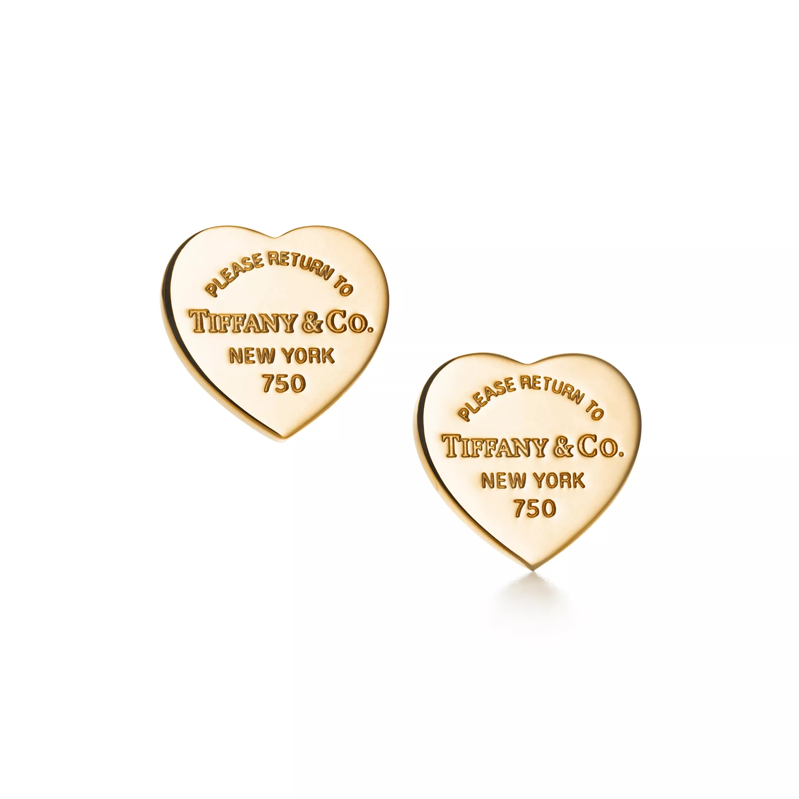 Heart Tag Stud Earrings in Yellow Gold, Mini