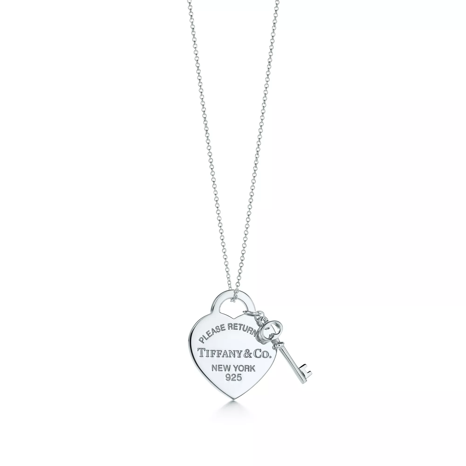 Heart Tag with Key Pendant in Silver