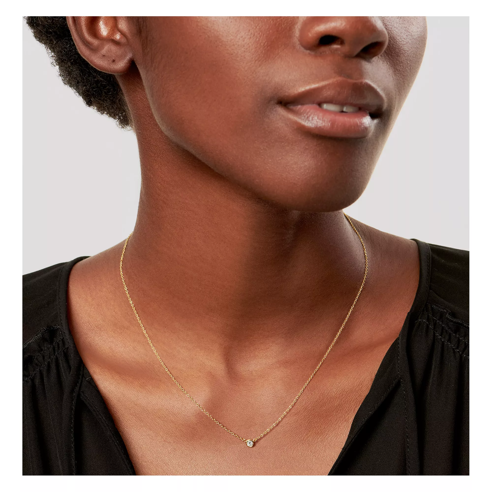 Diamonds by the Yard Single Diamond Pendant in Yellow Gold