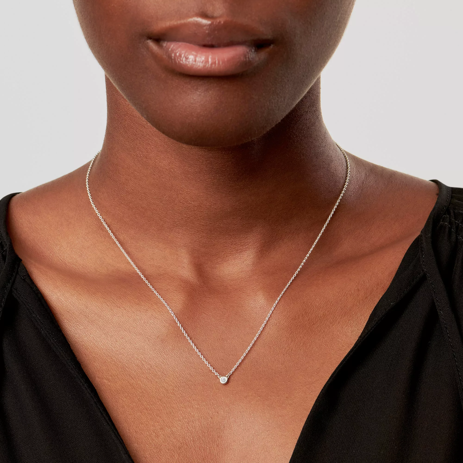 Diamonds by the Yard Single Diamond Pendant in Silver