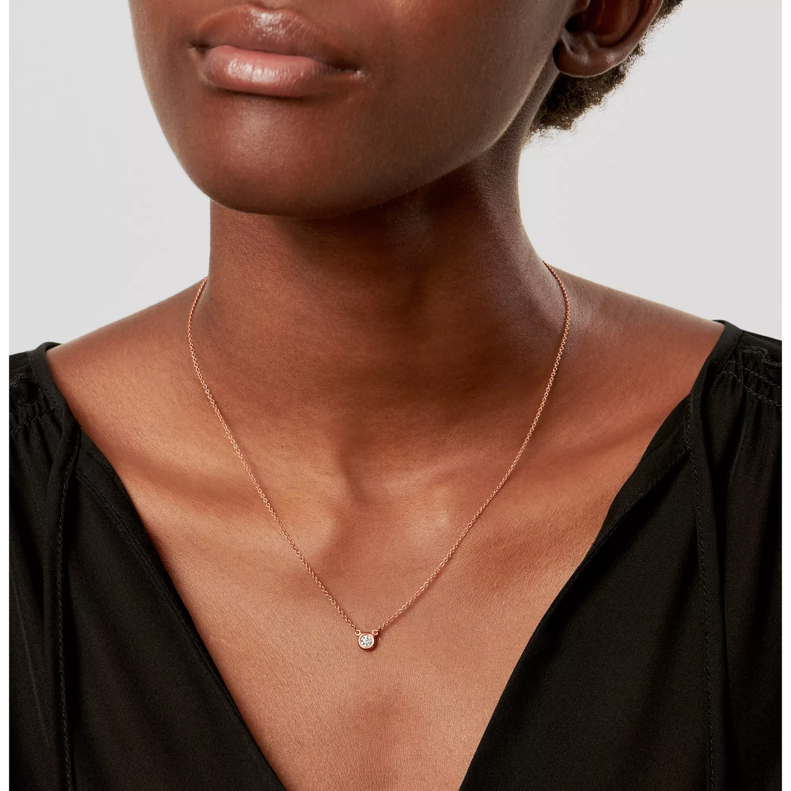 Diamonds by the Yard Single Diamond Pendant in Rose Gold