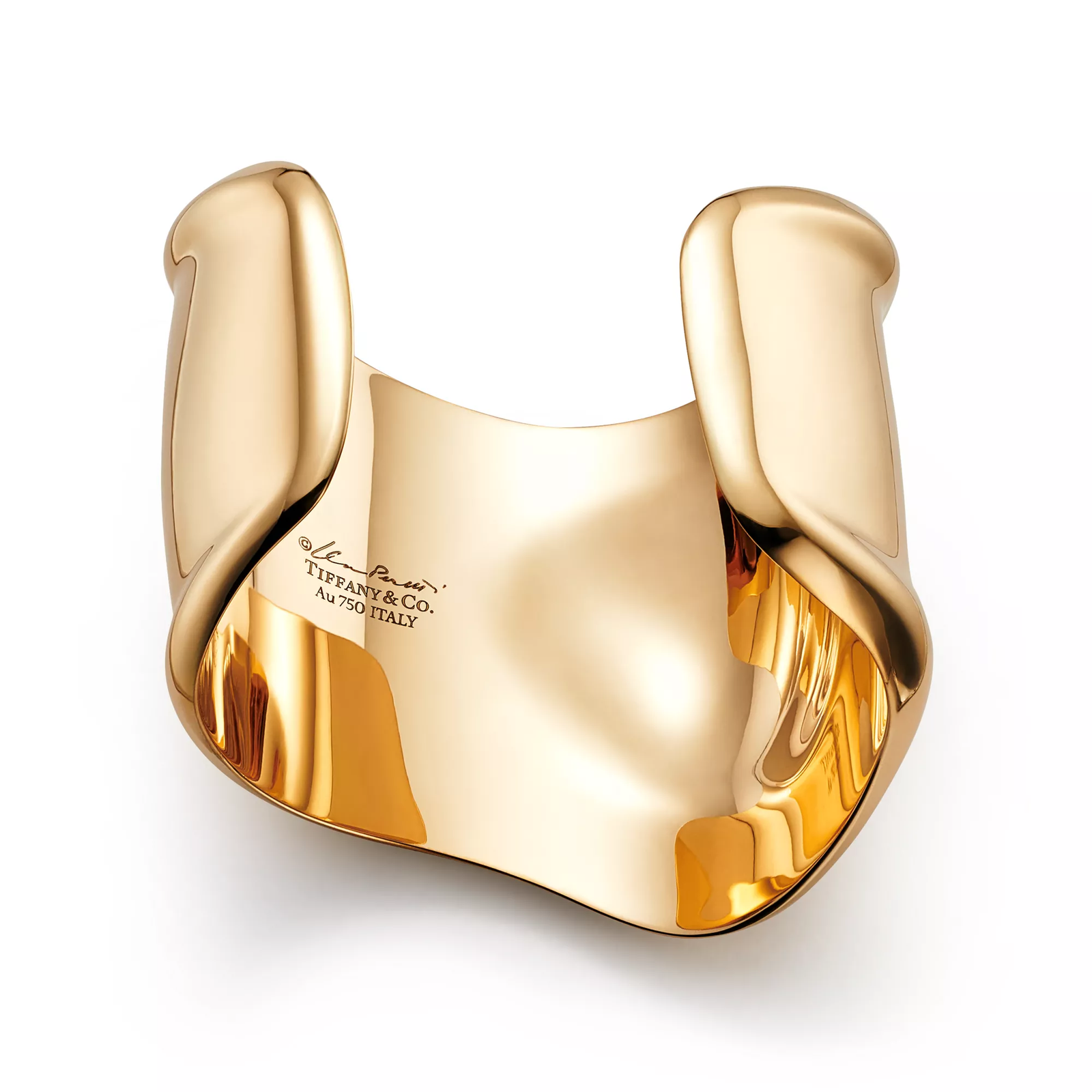 Medium Bone Cuff in Yellow Gold, 61 mm Wide