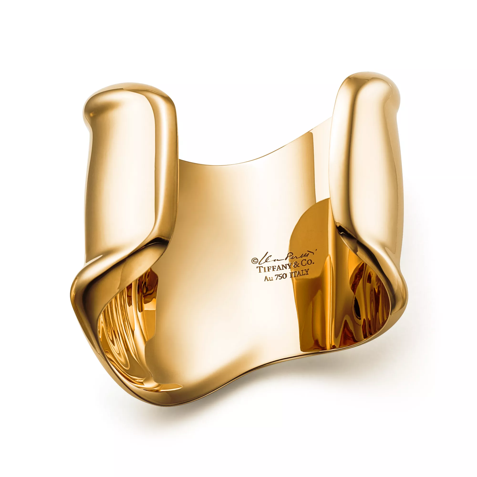 Medium Bone Cuff in Yellow Gold, 61 mm Wide
