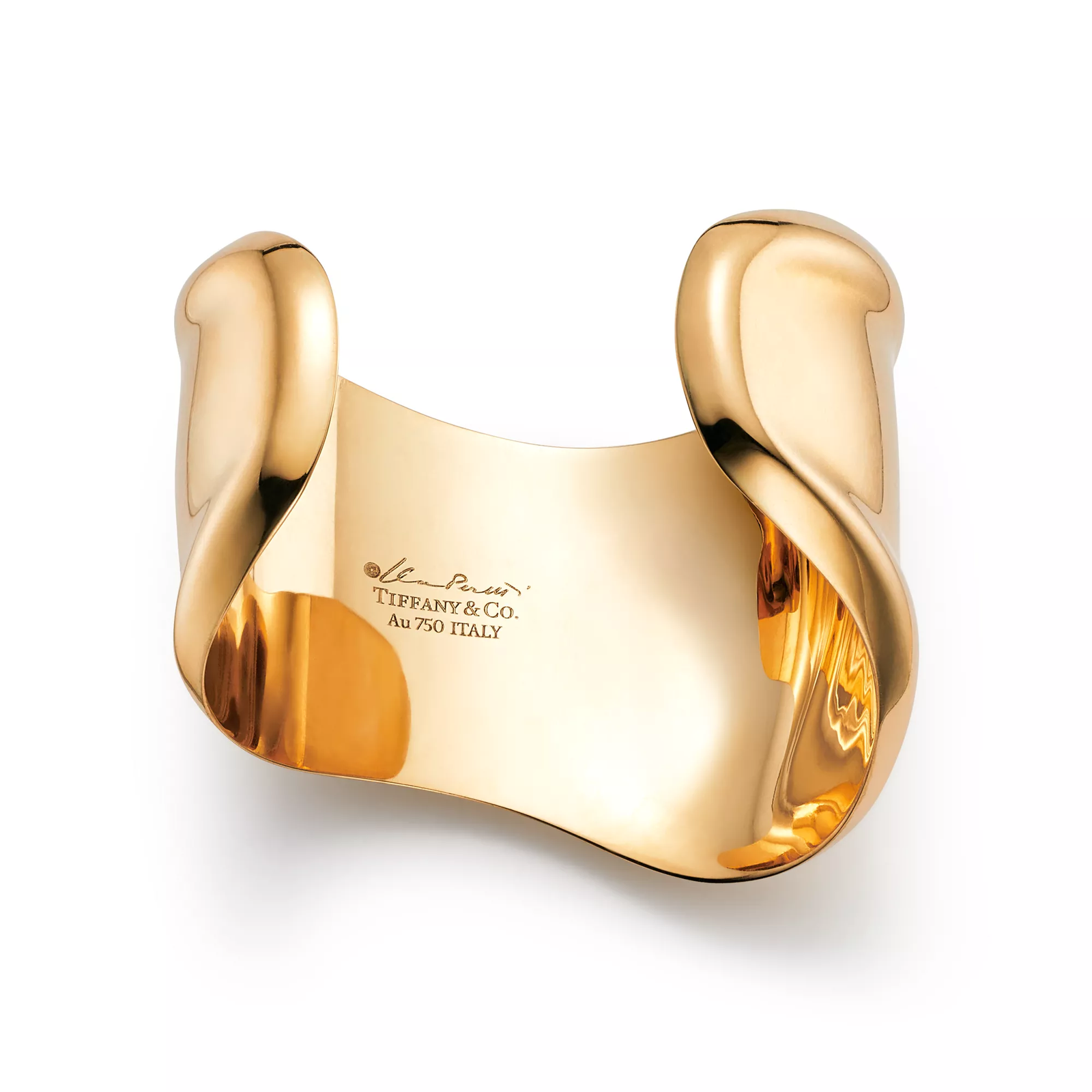 Small Bone Cuff in Yellow Gold, 43 mm Wide