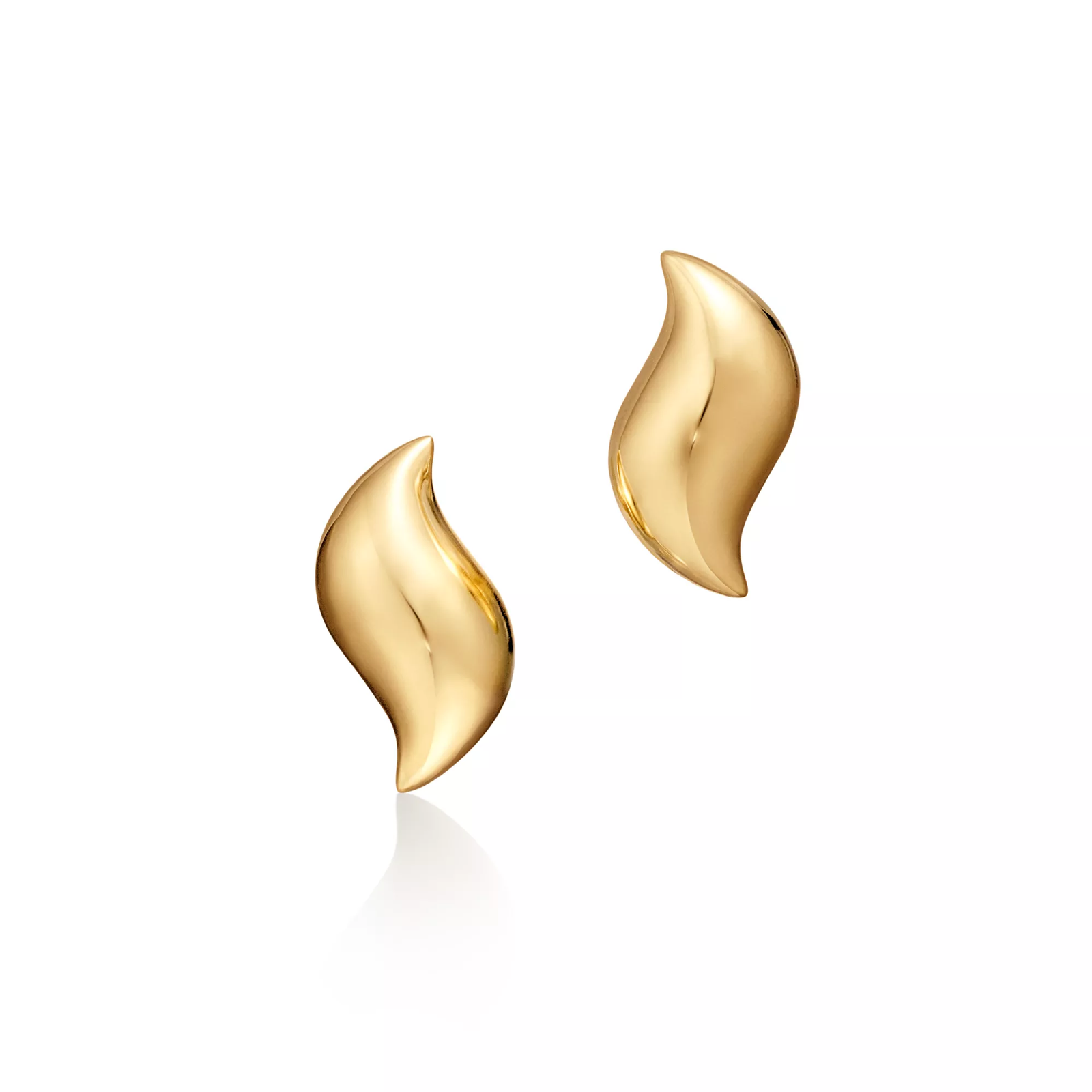 Feather Stud Earrings in Yellow Gold