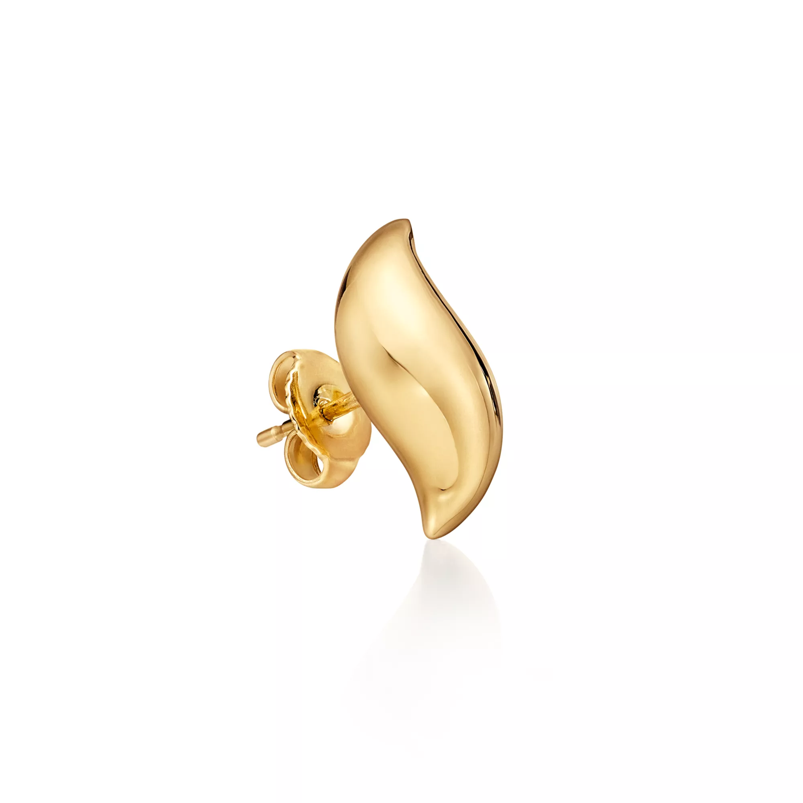 Feather Stud Earrings in Yellow Gold