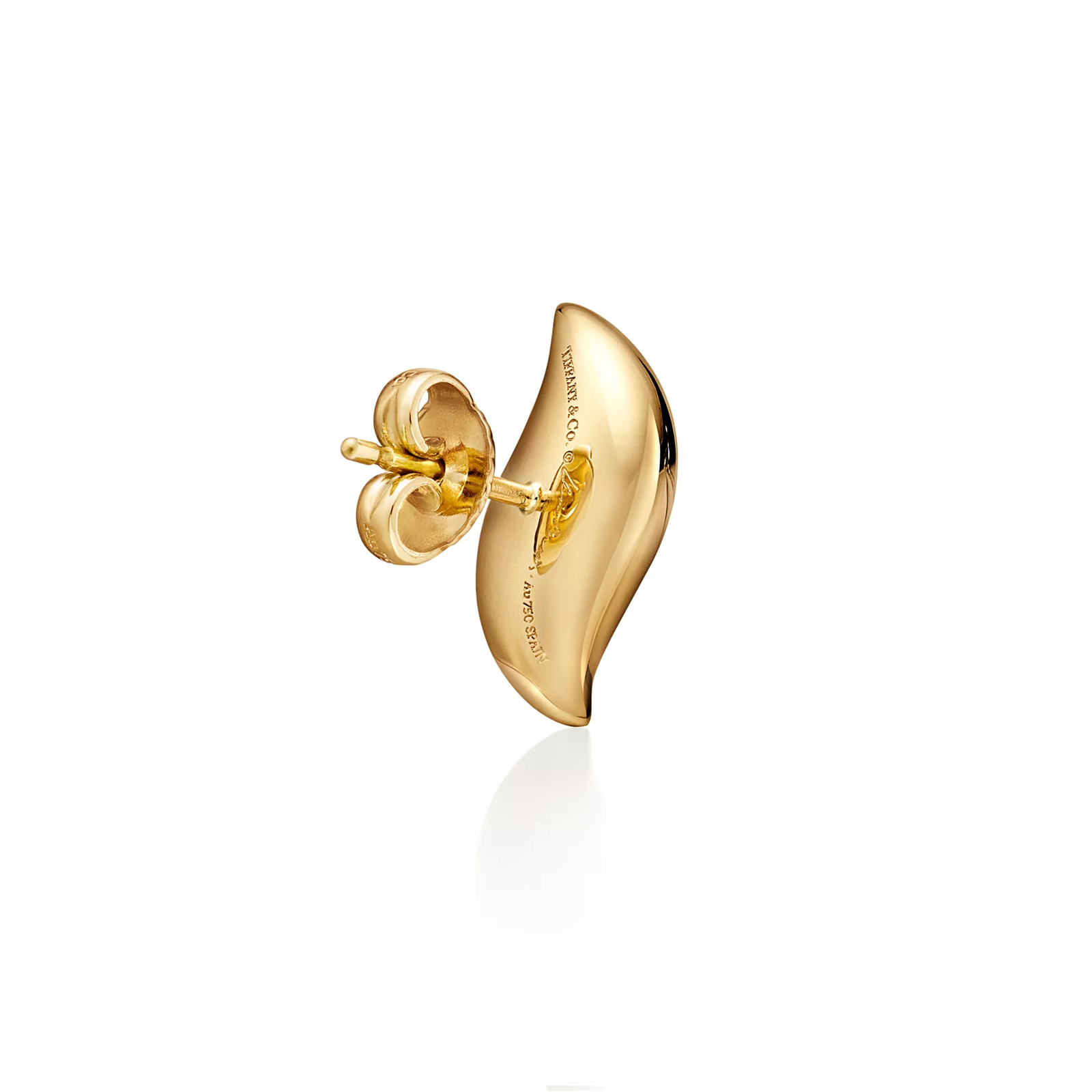 Feather Stud Earrings in Yellow Gold