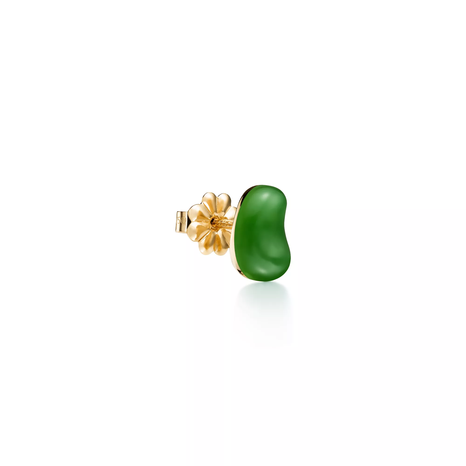 Bean design Earrings in Yellow Gold with Green Nephrite Jade