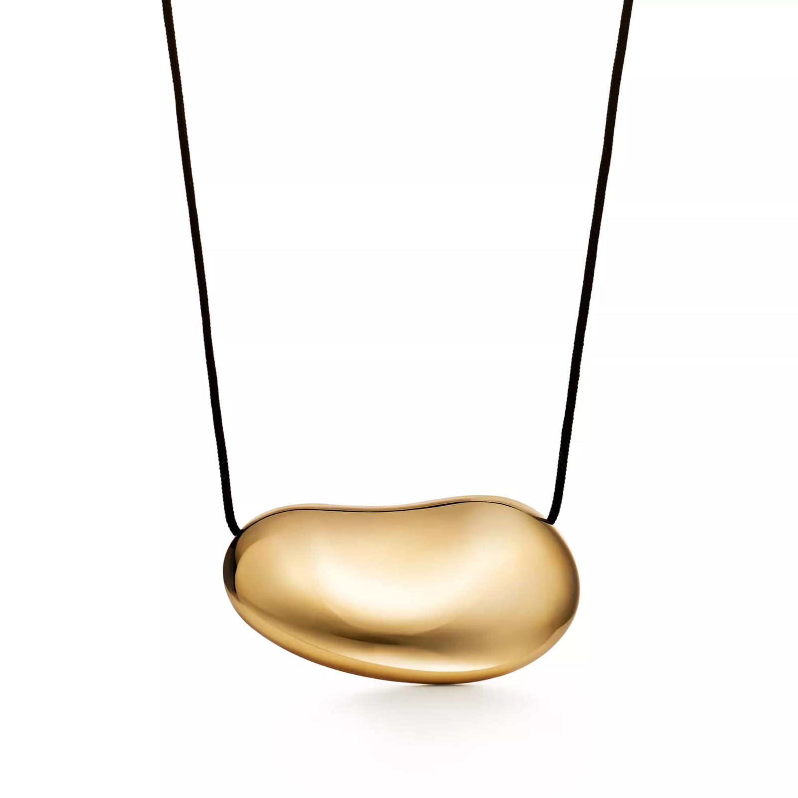 Bean design Pendant in Yellow Gold, 50 mm