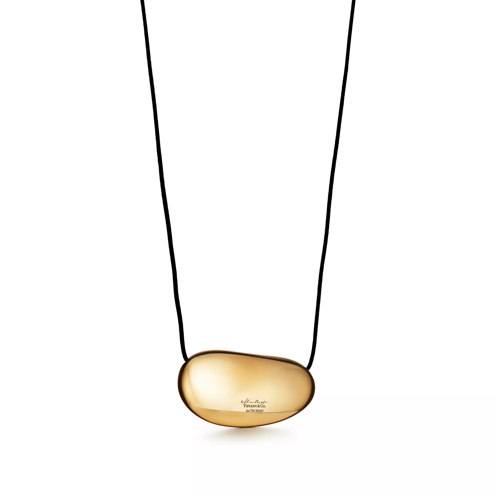 Bean design Pendant in Yellow Gold, 50 mm