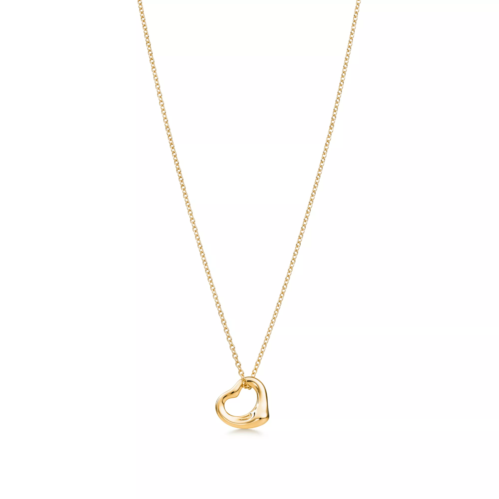 Open Heart Pendant in Yellow Gold, 11 mm
