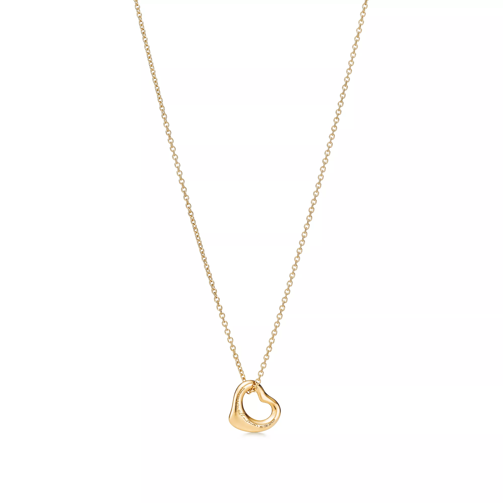 Open Heart Pendant in Yellow Gold, 11 mm