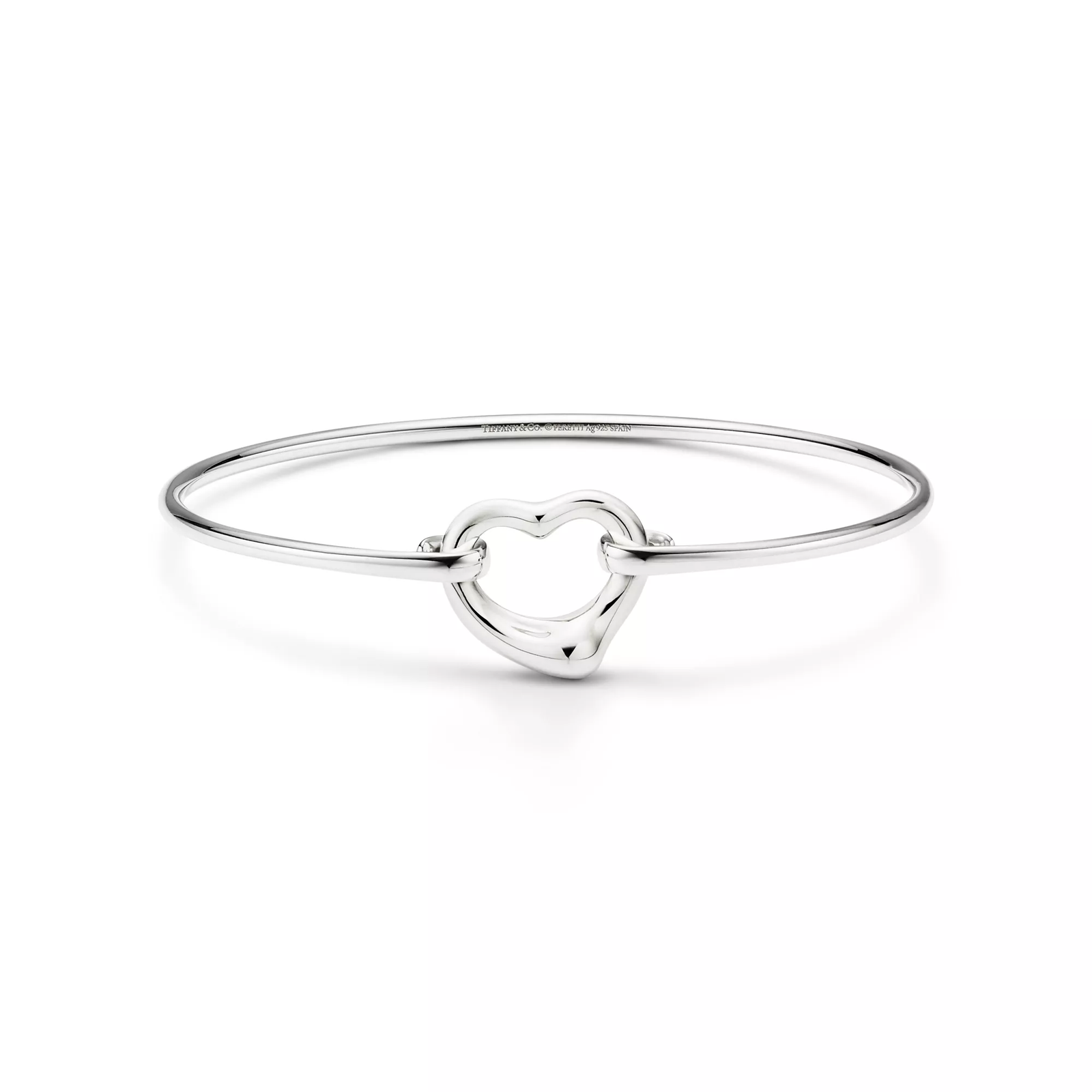 Open Heart Bangle in Sterling Silver, Medium