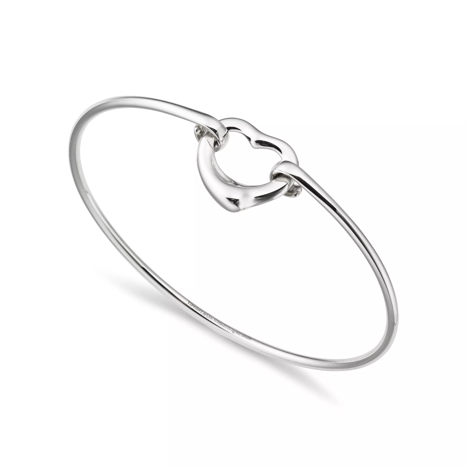 Open Heart Bangle in Sterling Silver, Medium